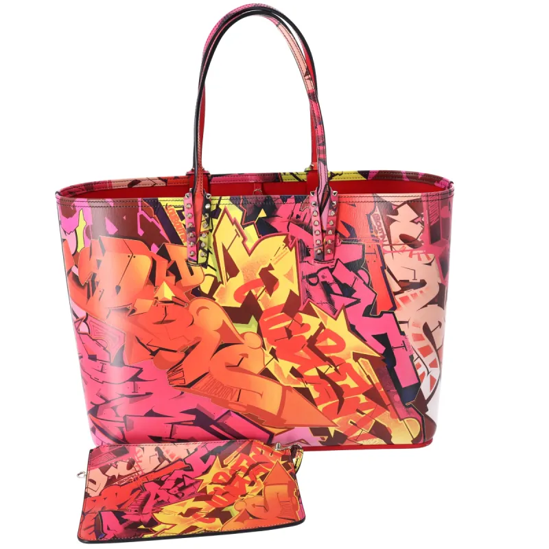 Christian Louboutin Cabata Large EW Tote Bag Orange Pink Multi + Pouch sold by Gaby's Bags