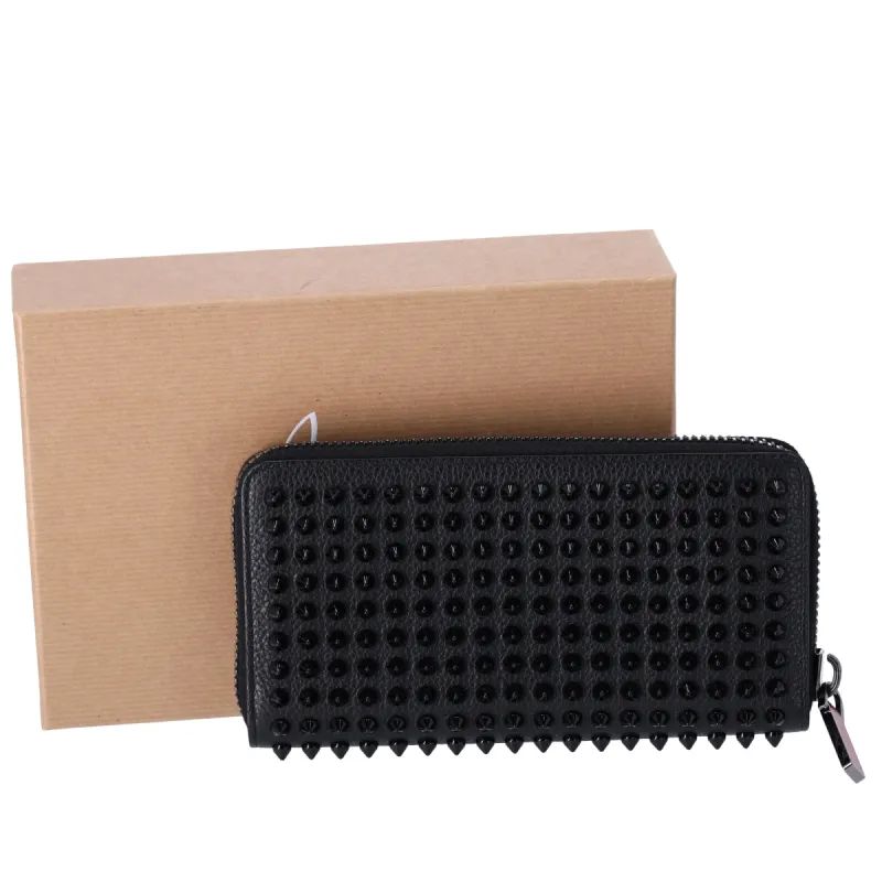 Christian Louboutin Panettone Long Wallet Black Leather Spiked sold by Gaby's Bags