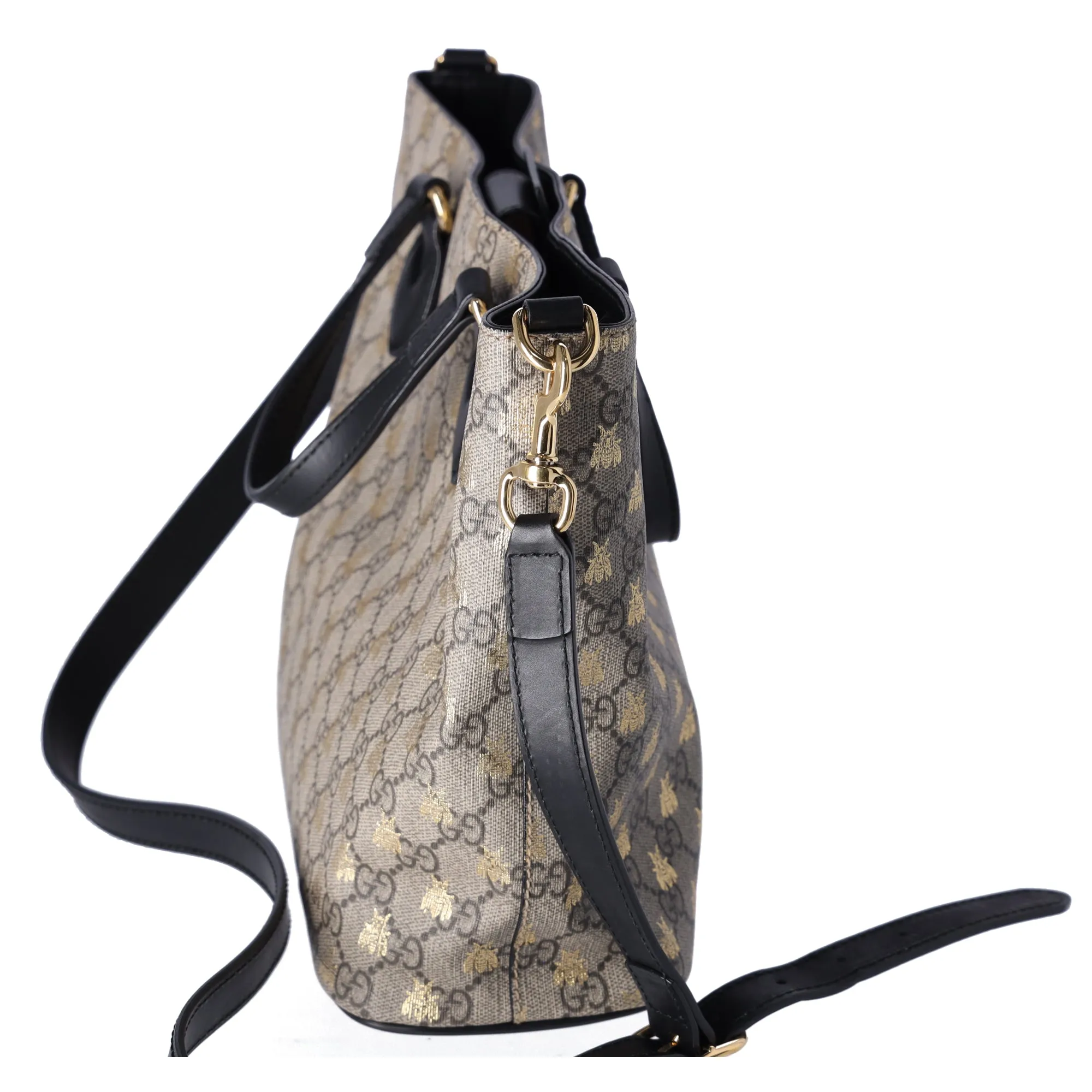 GUCCI GG Supreme Tote Bag 473887 Beige Gold Bees PVC Leather sold by Gaby's Bags product image thumbnail 4