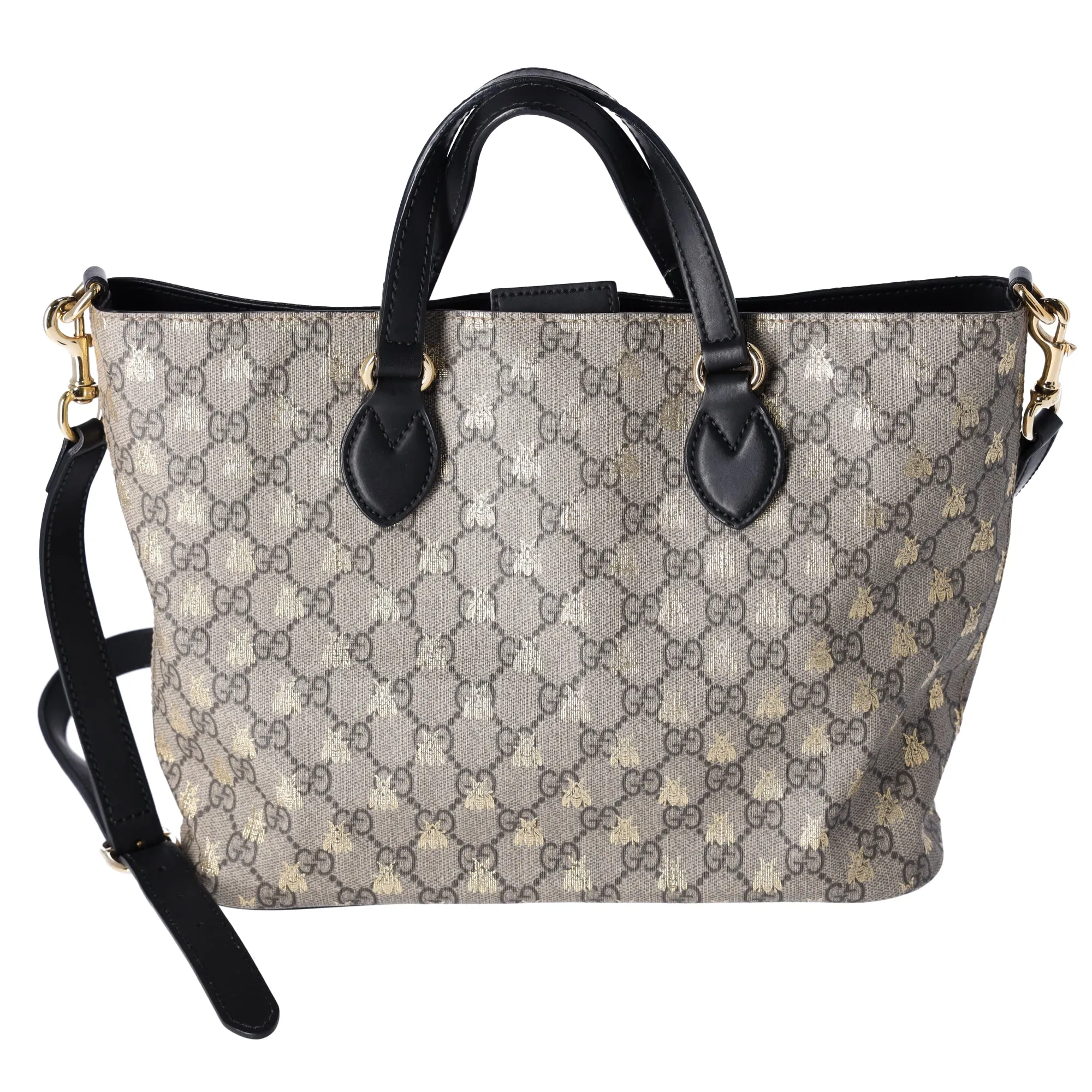 GUCCI GG Supreme Tote Bag 473887 Beige Gold Bees PVC Leather sold by Gaby's Bags