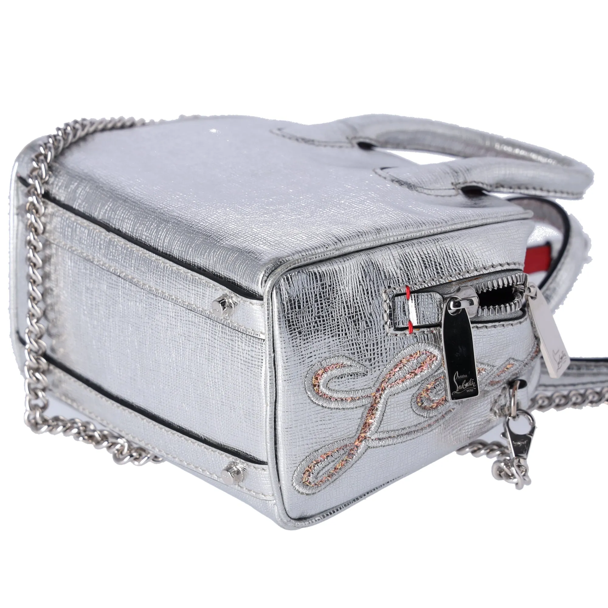 Christian Louboutin Mary Jane Nano Handbag Silver Pink Leather Glitter sold by Gaby's Bags product image thumbnail 5