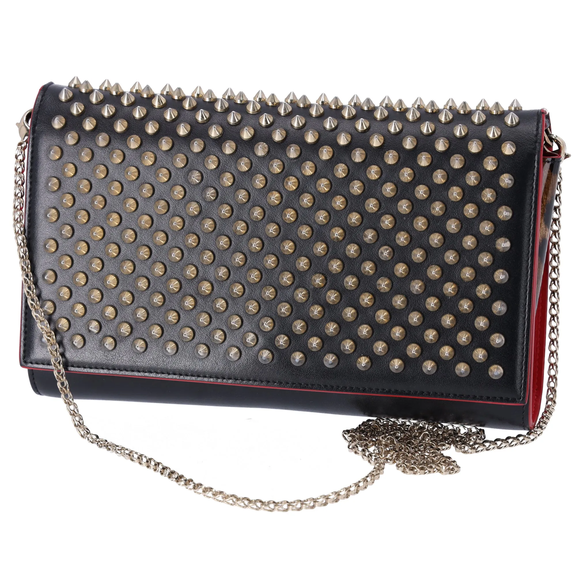 Christian Louboutin Paloma Clutch Crossbody Bag 1165081 Black Leopard sold by Gaby's Bags