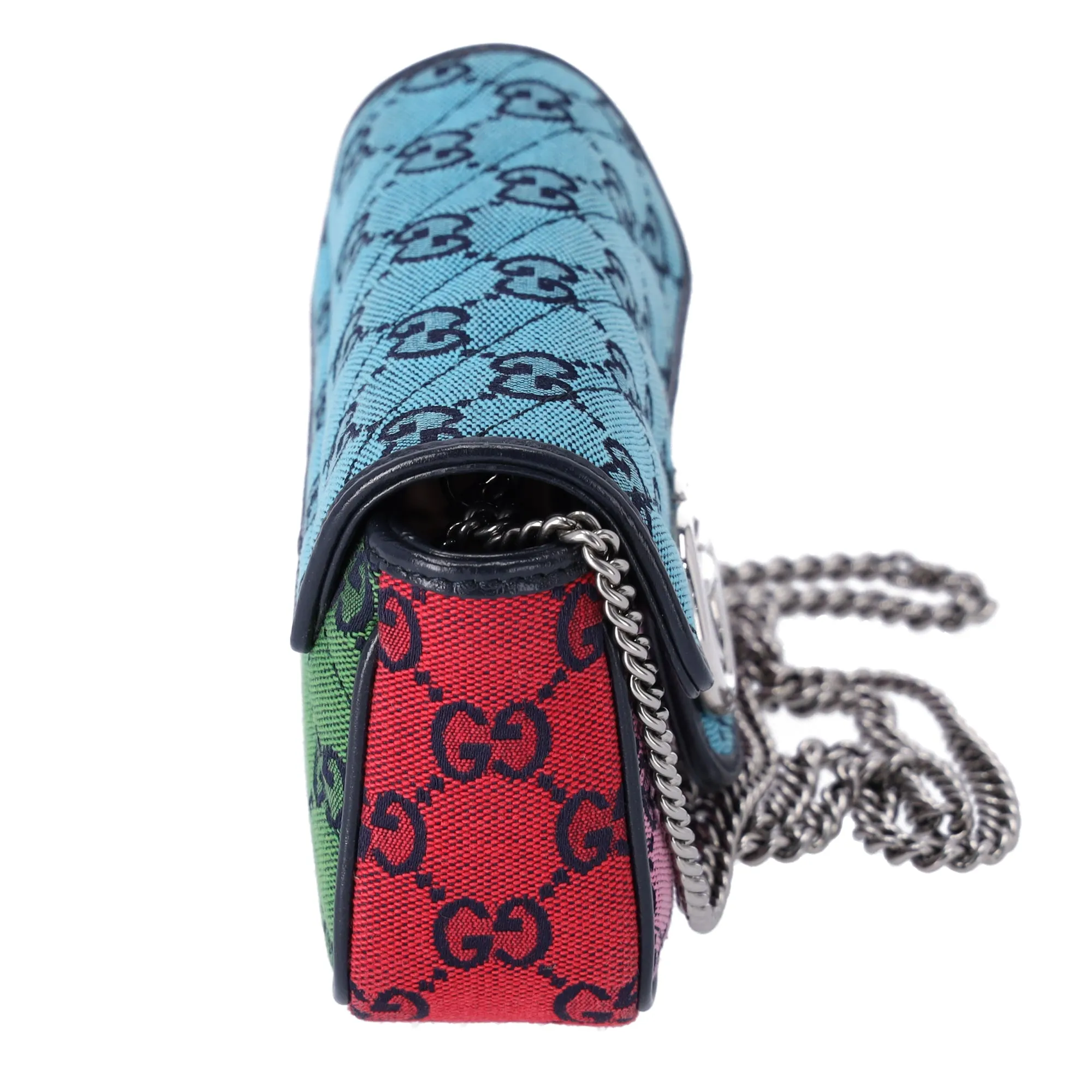 GUCCI GG Marmont Mini Shoulder Bag 476433 Blue Pink Multi Jacquard sold by Gaby's Bags product image thumbnail 4