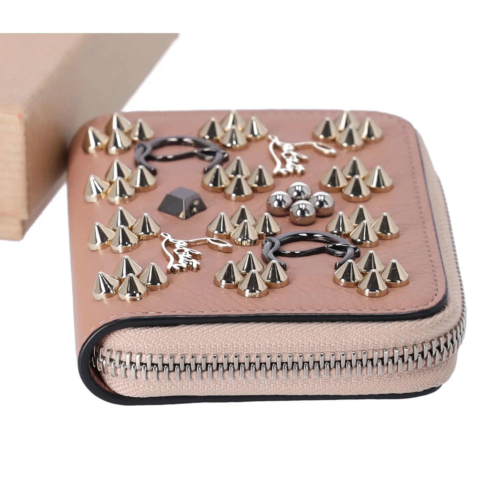 Christian Louboutin Panettone Coin Case 3175223 Beige Gold Leather Studs sold by Gaby's Bags product image thumbnail 5