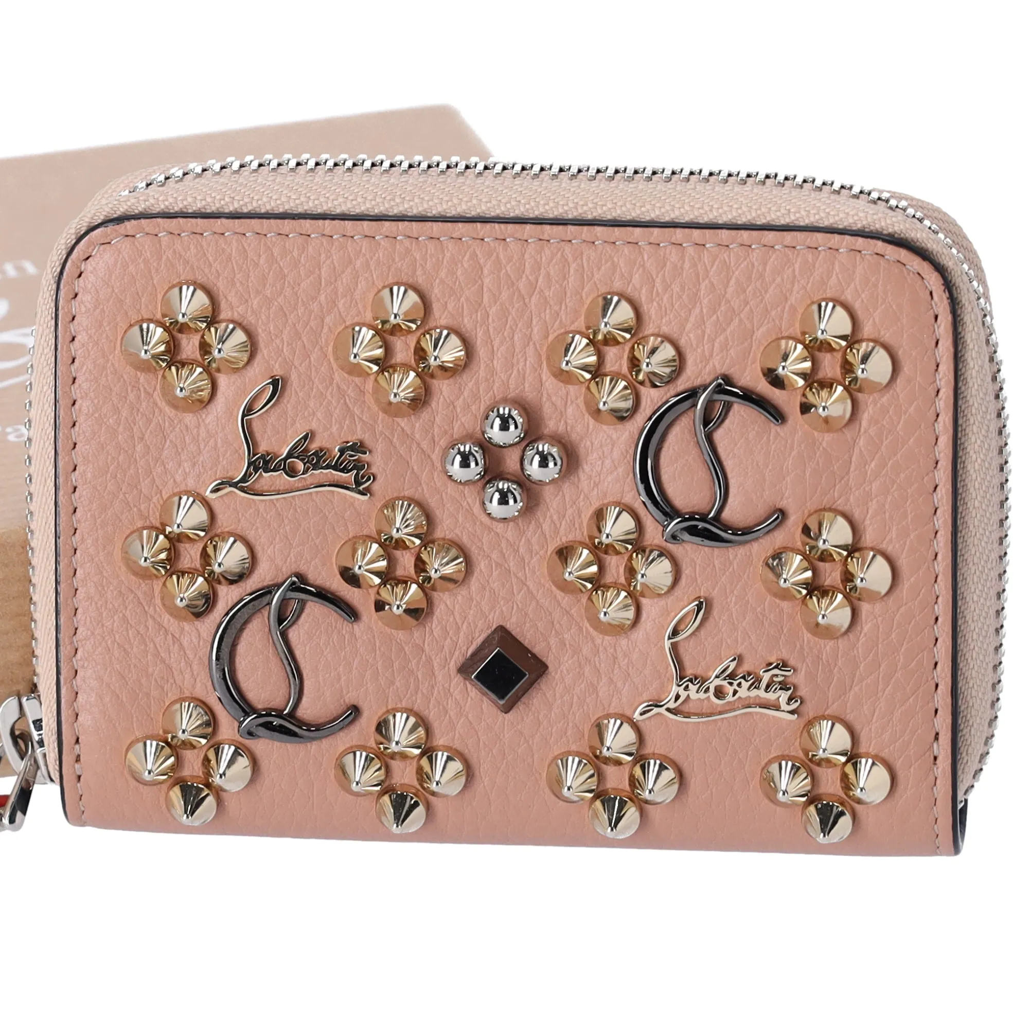Christian Louboutin Panettone Coin Case 3175223 Beige Gold Leather Studs sold by Gaby's Bags product image thumbnail 2