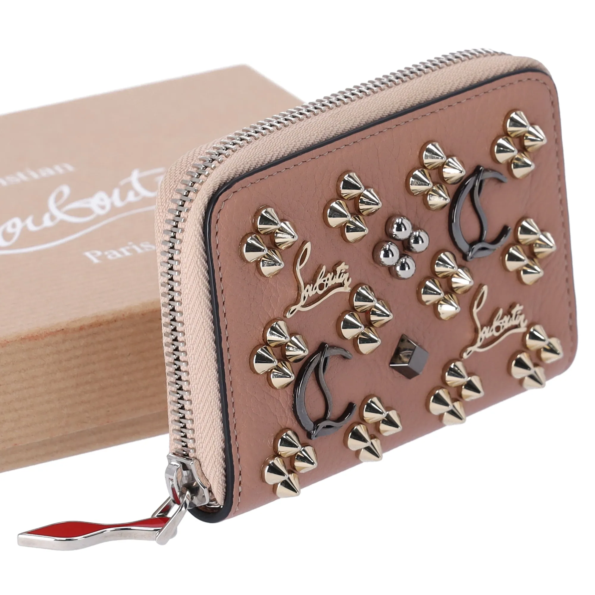 Christian Louboutin Panettone Coin Case 3175223 Beige Gold Leather Studs sold by Gaby's Bags product image thumbnail 3