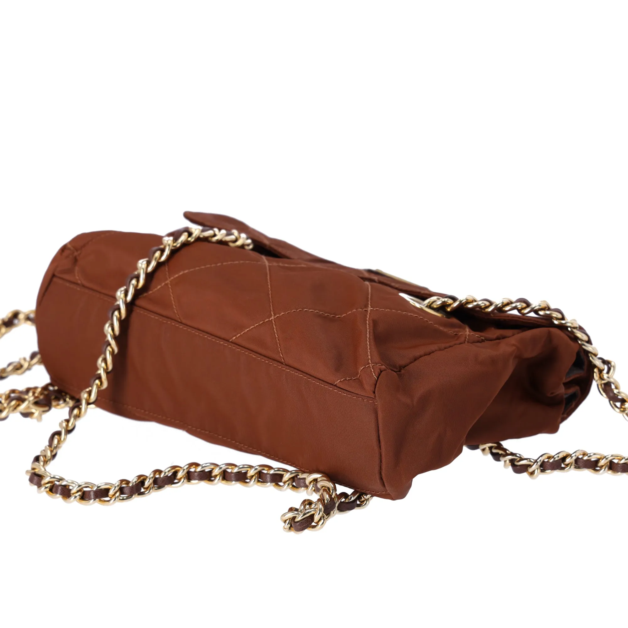 Prada Small Flap Shoulder Bag Quilted Nylon Brown sold by Gaby's Bags product image thumbnail 5