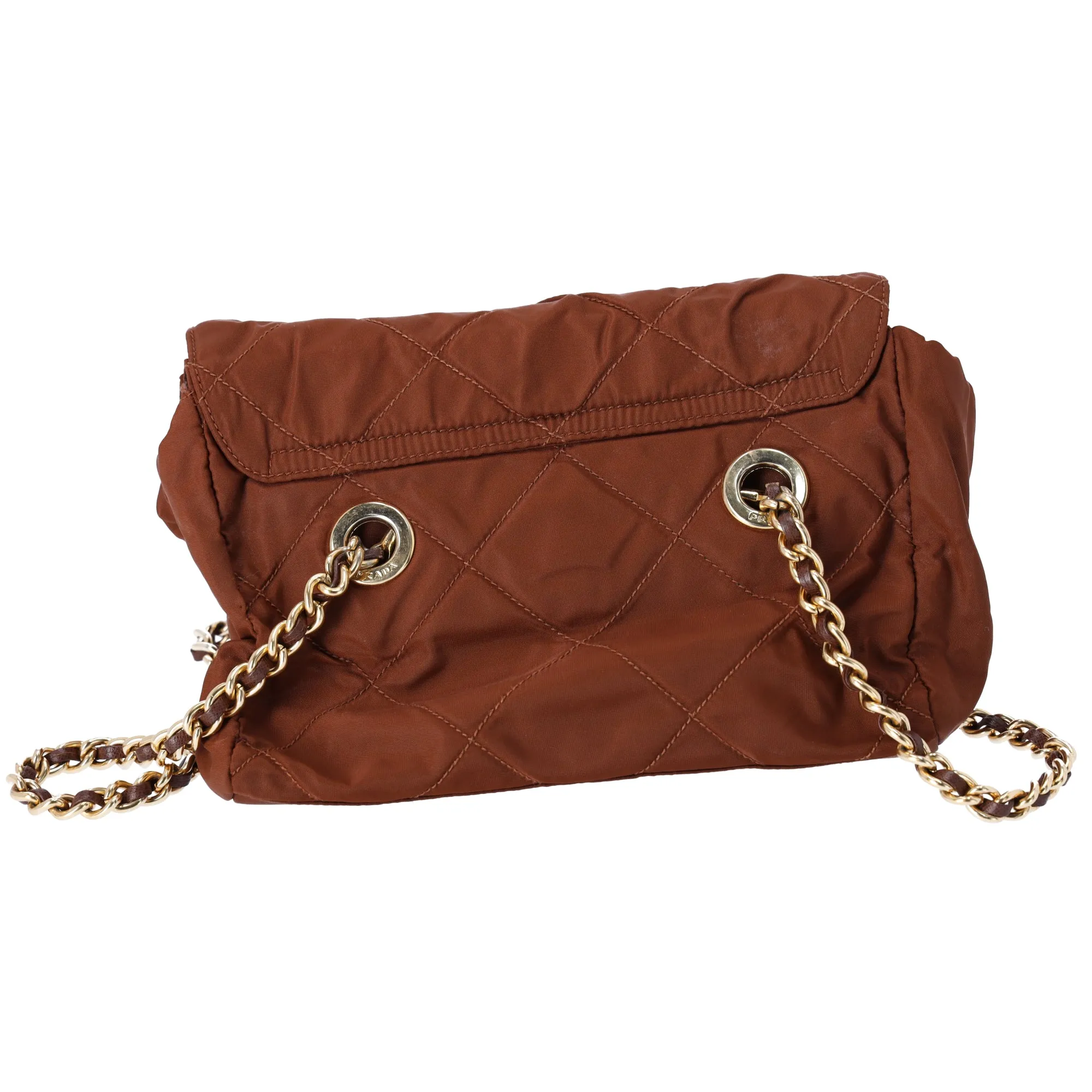 Prada Small Flap Shoulder Bag Quilted Nylon Brown sold by Gaby's Bags product image thumbnail 3