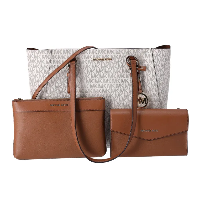 Michael Kors Charlotte Large Leather 3-in-1 Tote Crossbody Handbag Vanilla MK sold by Gaby's Bags