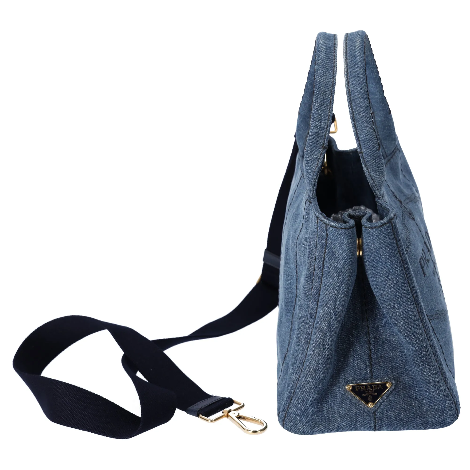 PRADA Canapa Tote Bag Shoulder Bag Navy Denim sold by Gaby's Bags product image thumbnail 4