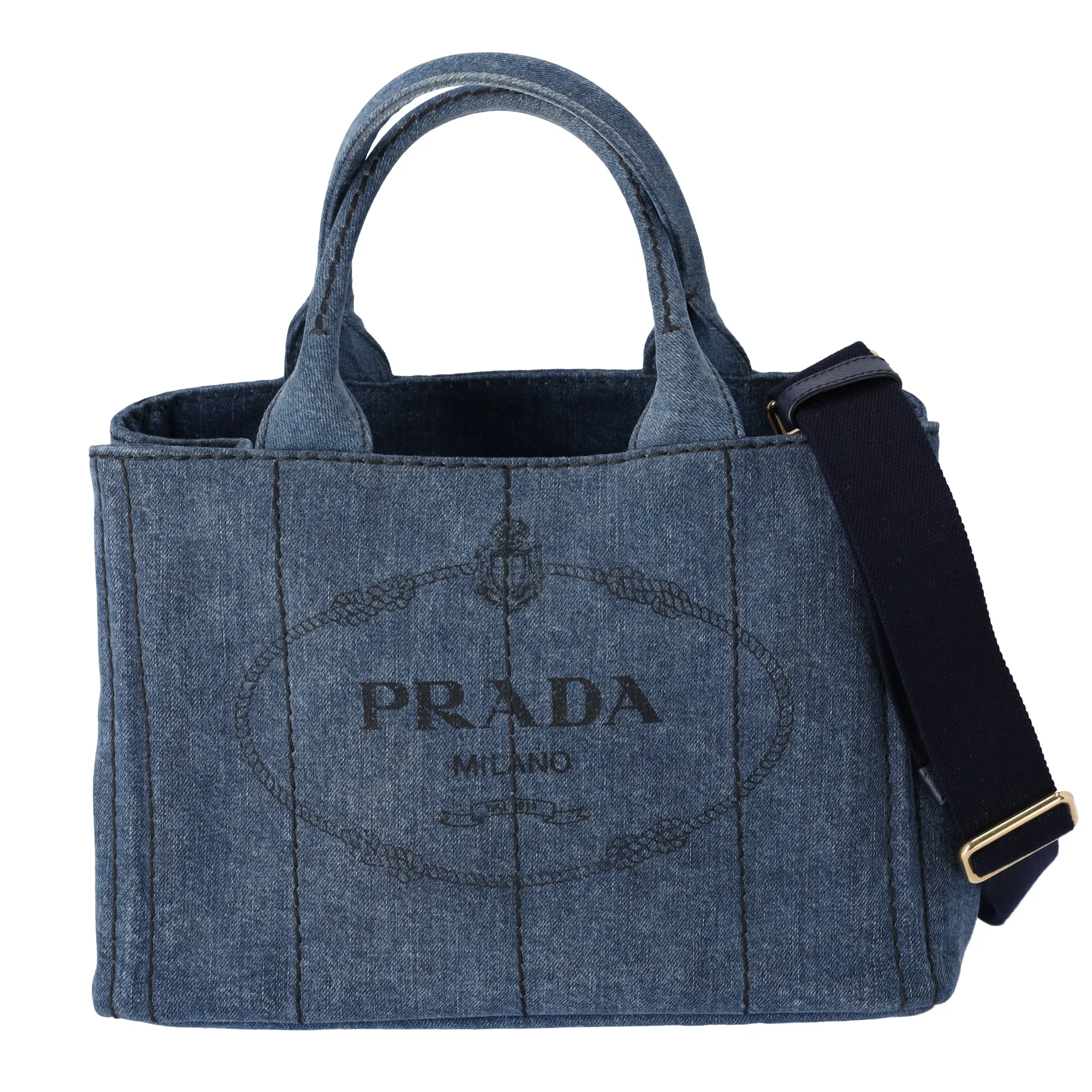 PRADA Canapa Tote Bag Shoulder Bag Navy Denim sold by Gaby's Bags