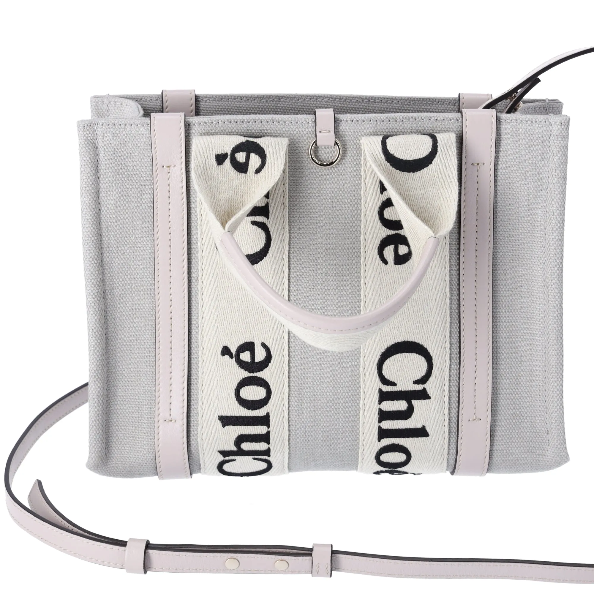 Chloe Woody Small Tote Bag Crossbody CHC22AS397I266J5 Light gray Cream Canvas sold by Gaby's Bags product image thumbnail 3