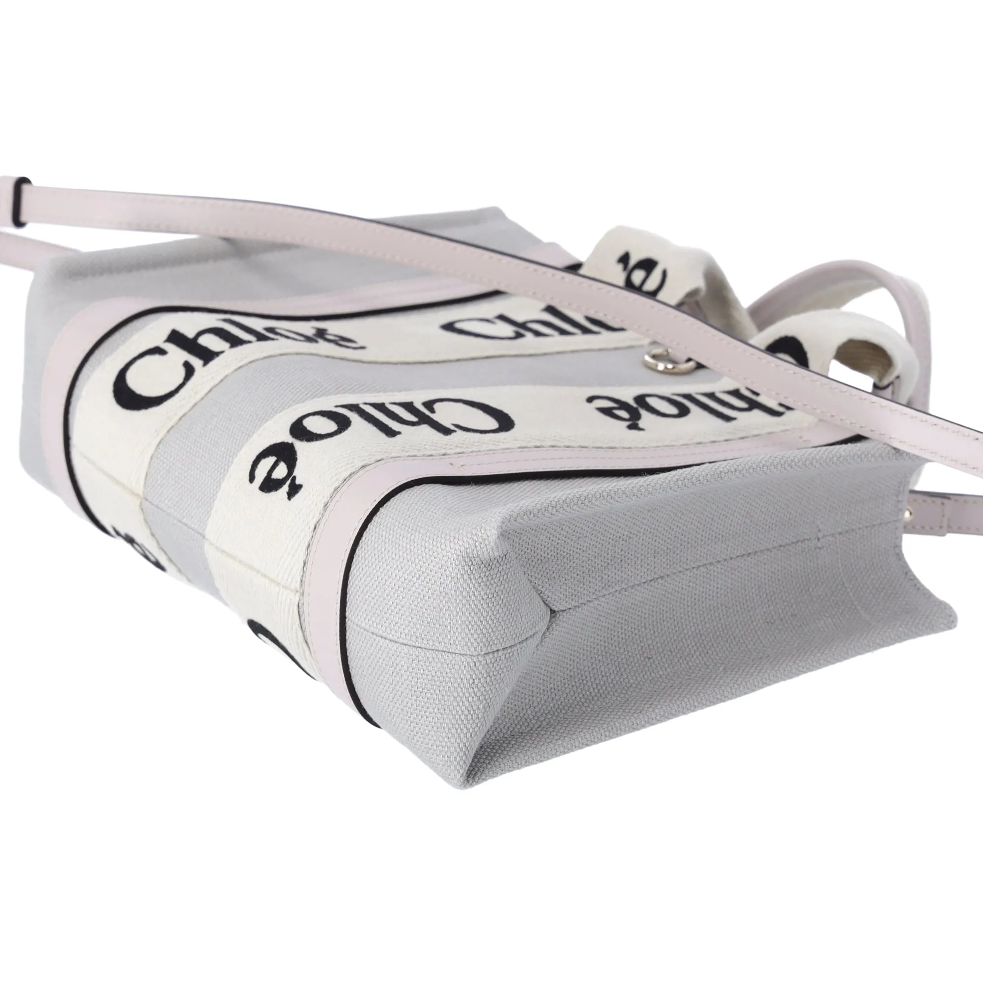 Chloe Woody Small Tote Bag Crossbody CHC22AS397I266J5 Light gray Cream Canvas sold by Gaby's Bags product image thumbnail 5