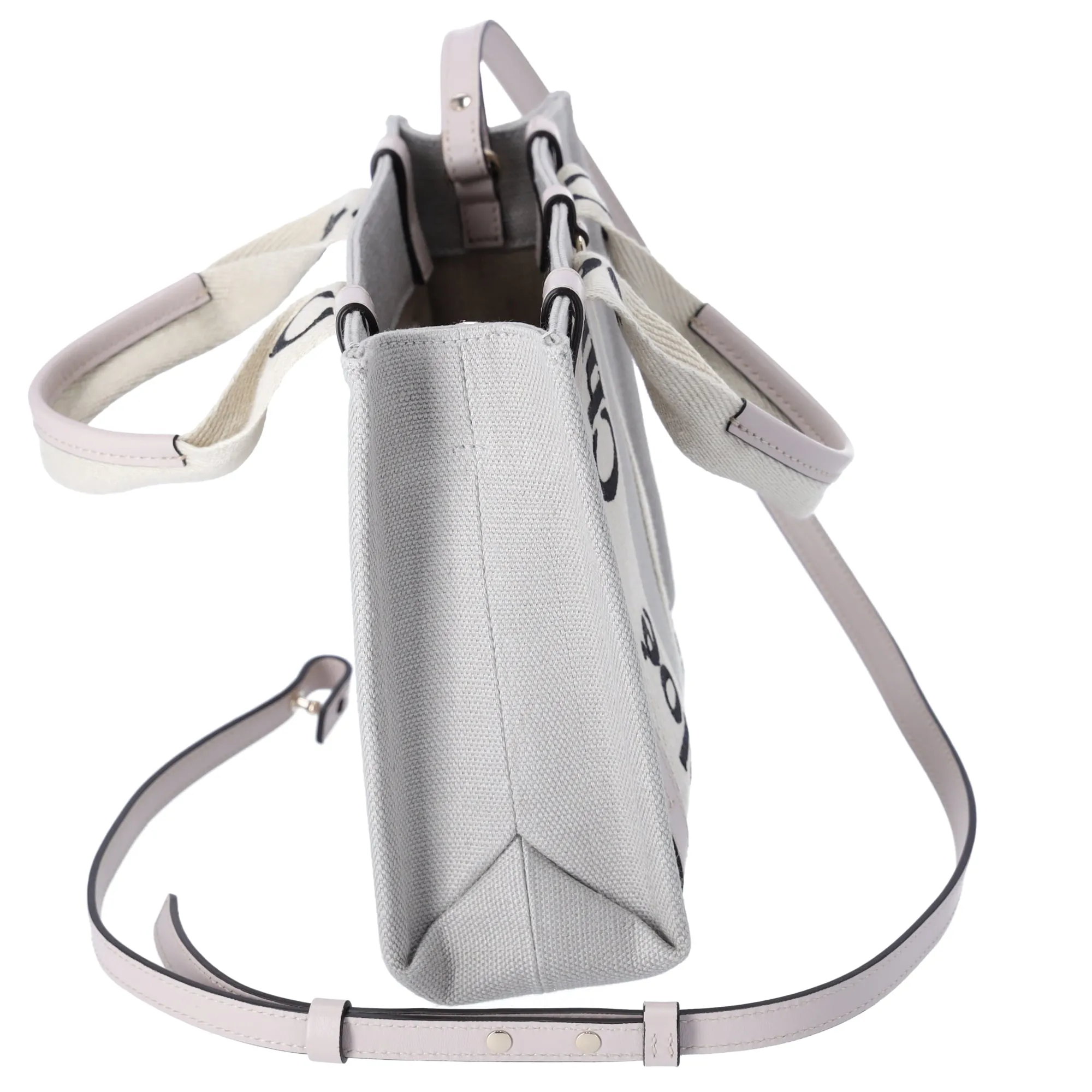 Chloe Woody Small Tote Bag Crossbody CHC22AS397I266J5 Light gray Cream Canvas sold by Gaby's Bags product image thumbnail 2