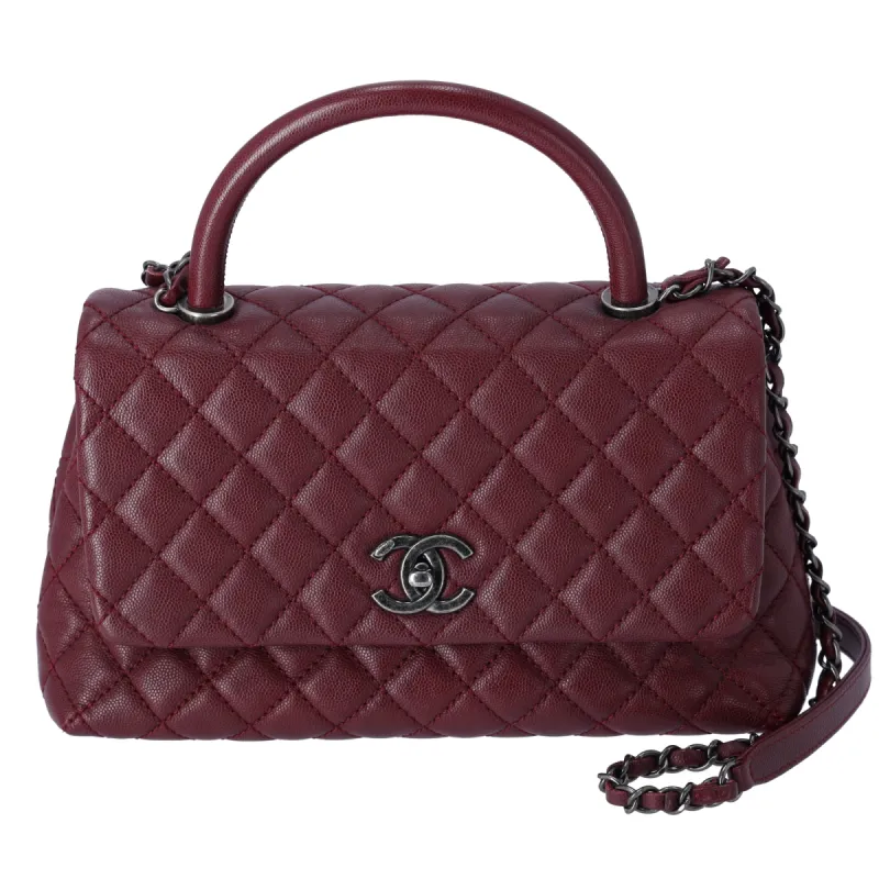 CHANEL Large Coco Handle Handbag Shoulder Bag A92991 Bordeaux Caviar sold by Gaby's Bags