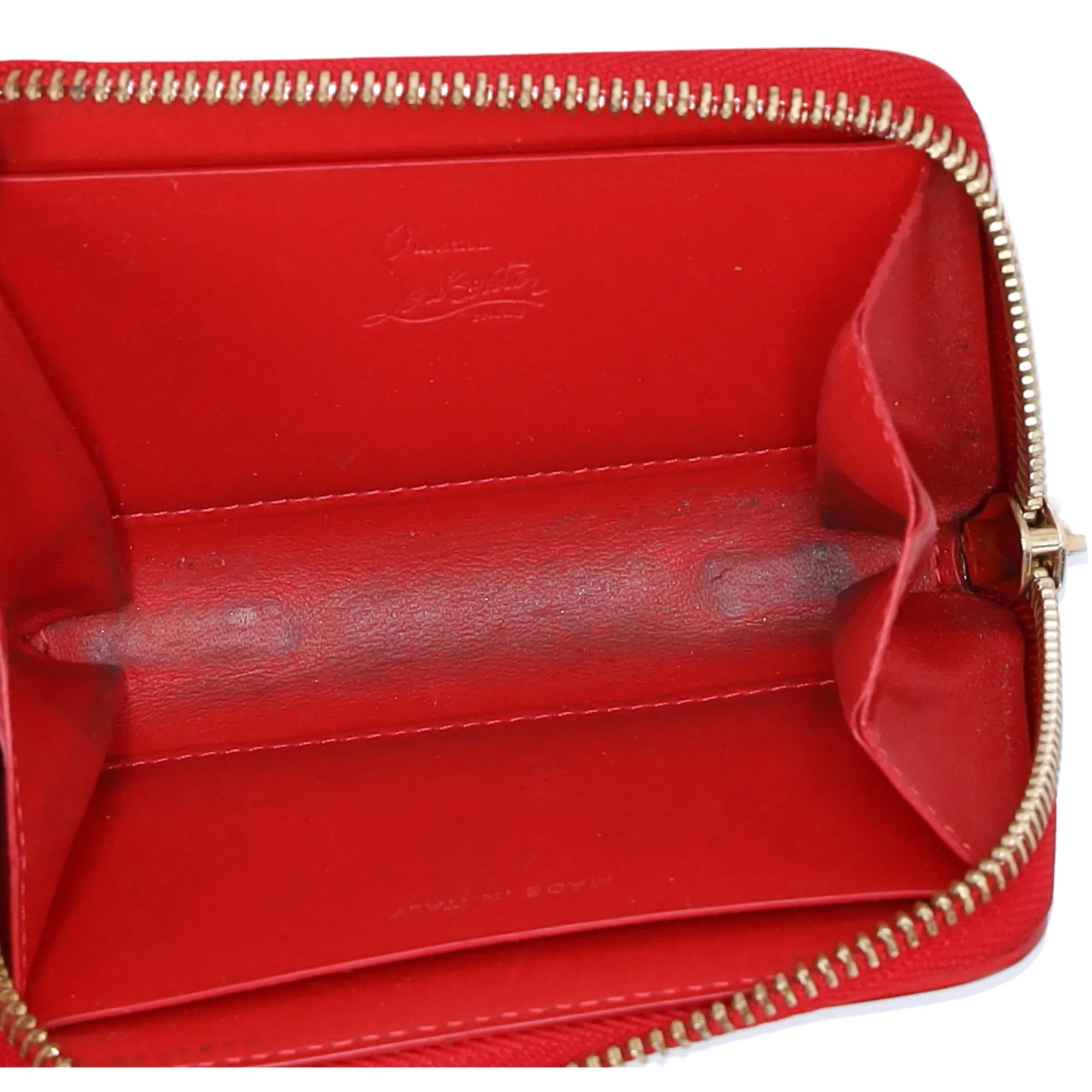 Christian Louboutin Spiked Coin Case Light Yellow Red Multi Patent Leather sold by Gaby's Bags product image thumbnail 5
