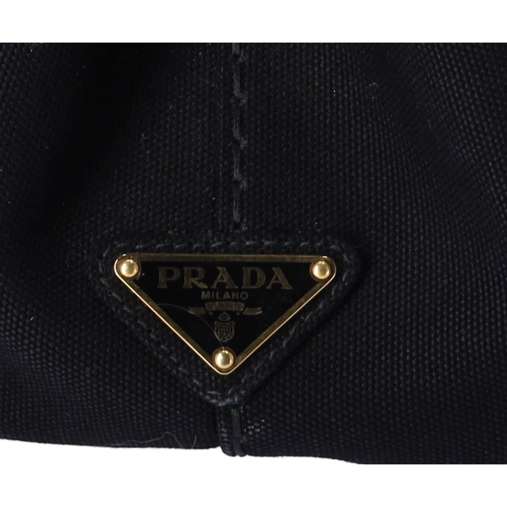 PRADA Canapa Tote Bag Black Logo Printed Canvas Shoulder Bag sold by Gaby's Bags product image thumbnail 3