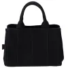 PRADA Canapa Tote Bag Black Logo Printed Canvas Shoulder Bag sold by Gaby's Bags