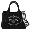 PRADA Canapa Tote Bag Black Logo Printed Canvas Shoulder Bag sold by Gaby's Bags