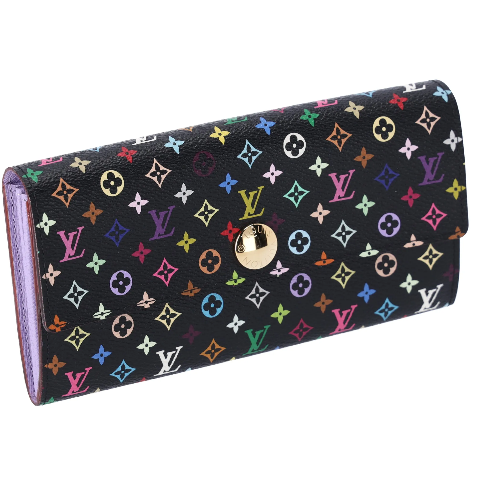 Louis Vuitton Sarah Flap Wallet Black Multicolor Monogram M60273 Violet sold by Gaby's Bags product image thumbnail 3