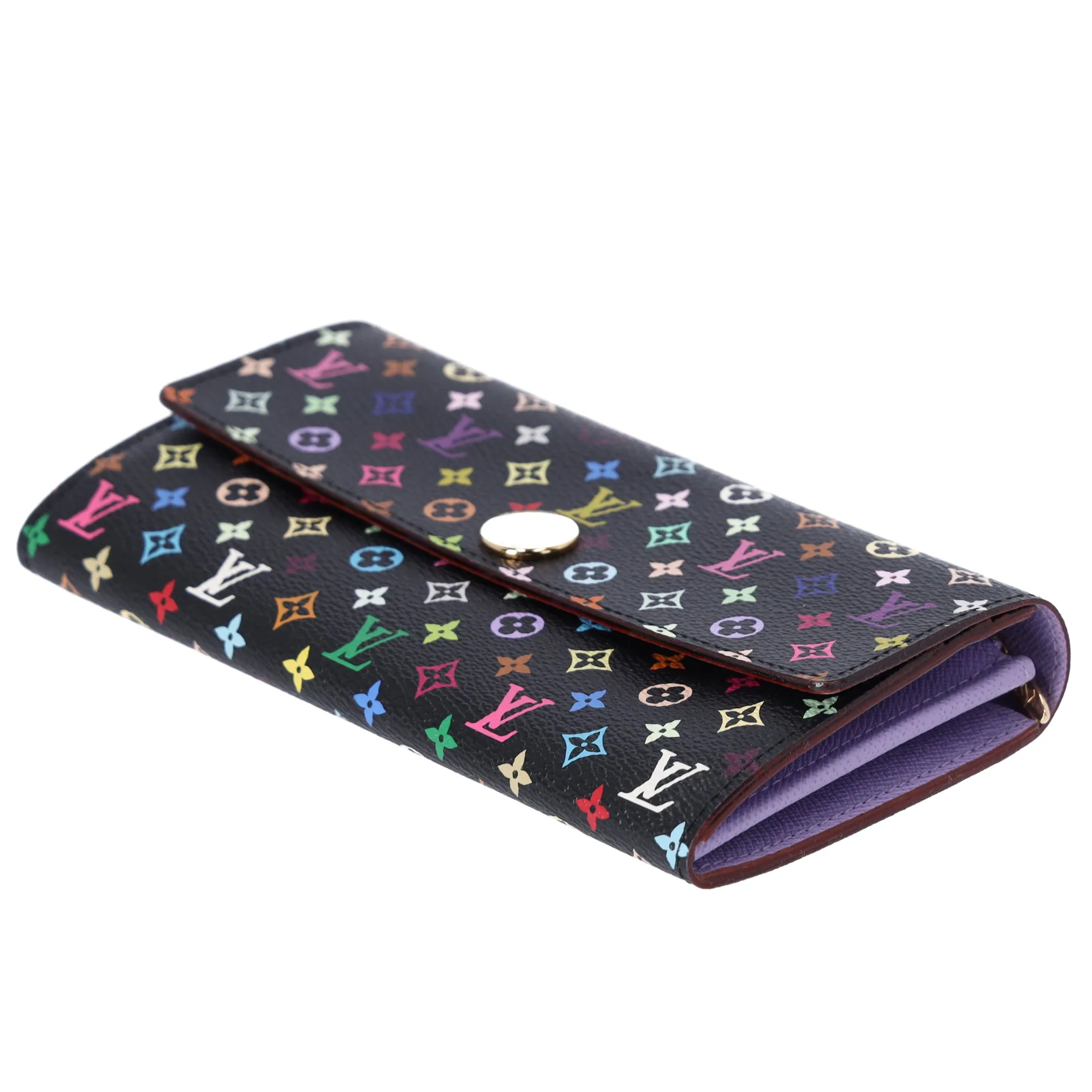 Louis Vuitton Sarah Flap Wallet Black Multicolor Monogram M60273 Violet sold by Gaby's Bags product image thumbnail 5