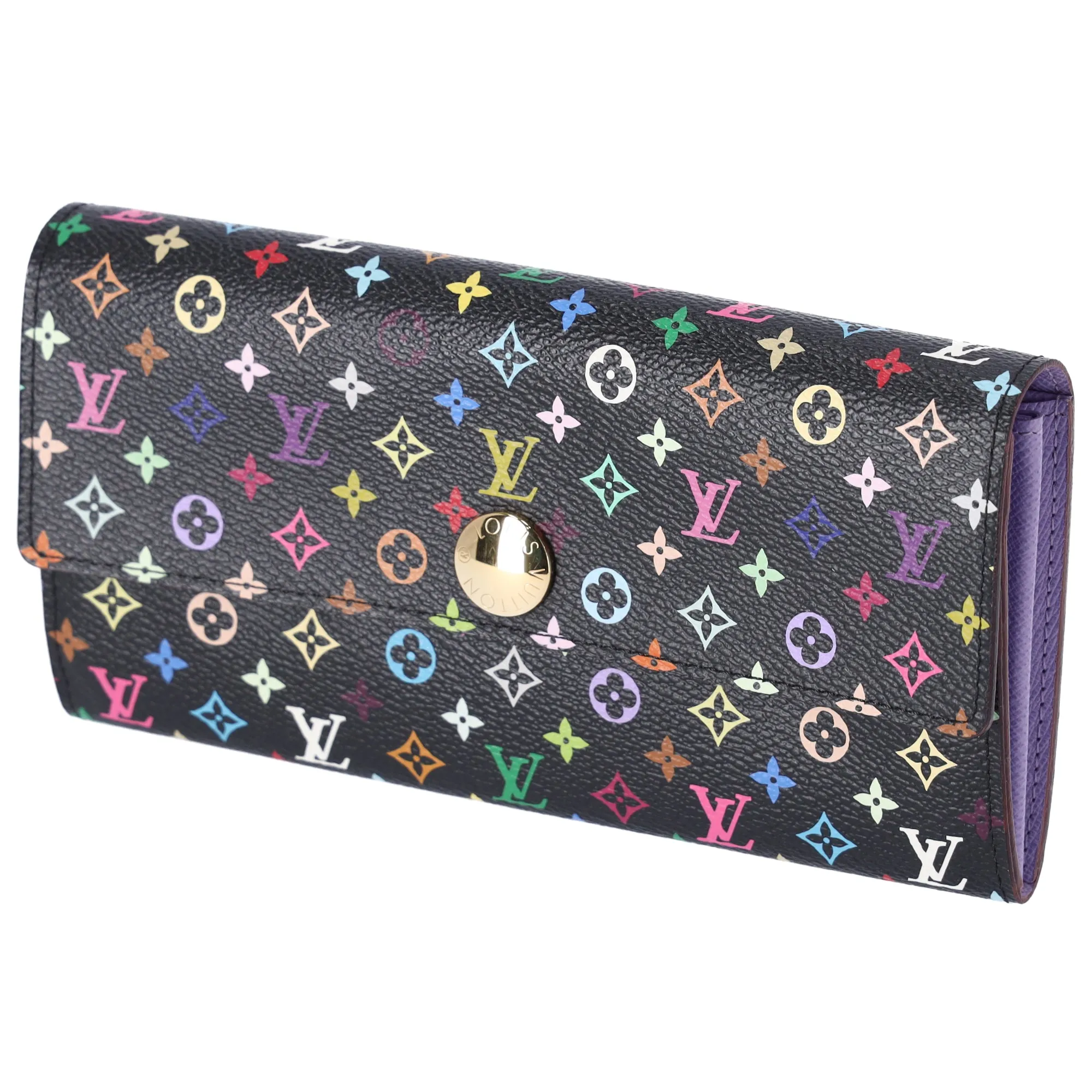 Louis Vuitton Sarah Flap Wallet Black Multicolor Monogram M60273 Violet sold by Gaby's Bags product image thumbnail 2