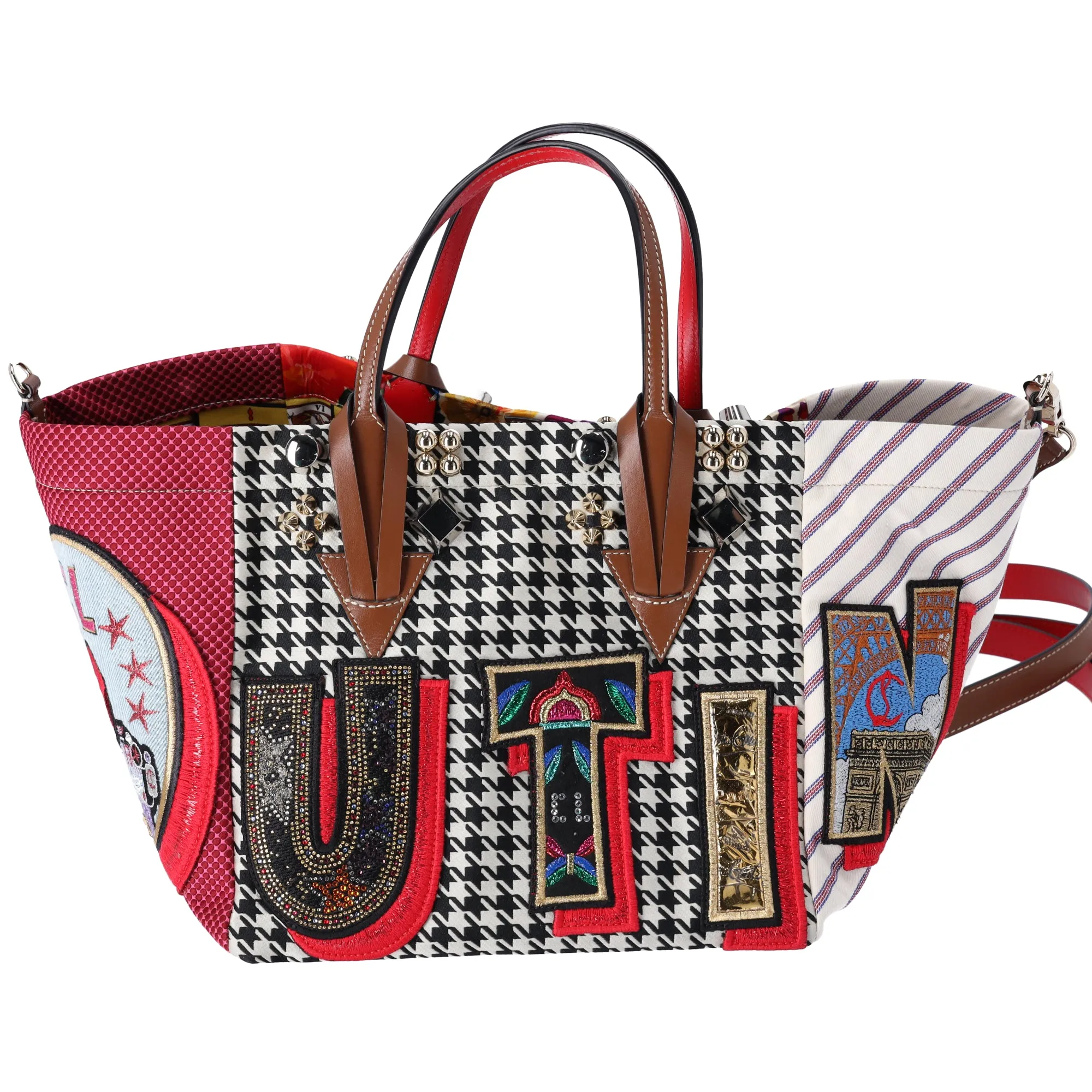 Christian Louboutin Caracaba Tote Bag White Red Multi Satin Cotton Leather sold by Gaby's Bags product image thumbnail 3