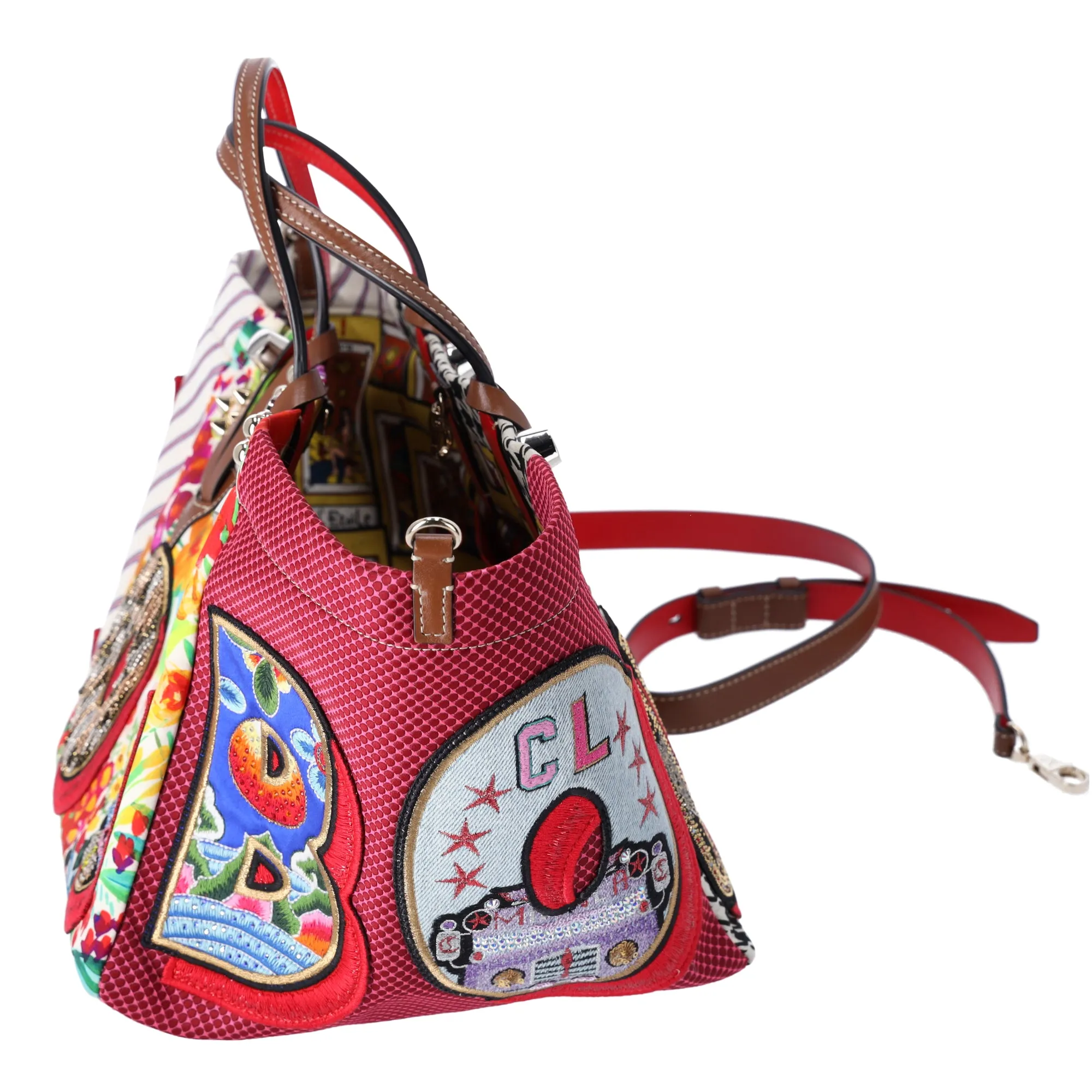 Christian Louboutin Caracaba Tote Bag White Red Multi Satin Cotton Leather sold by Gaby's Bags product image thumbnail 2