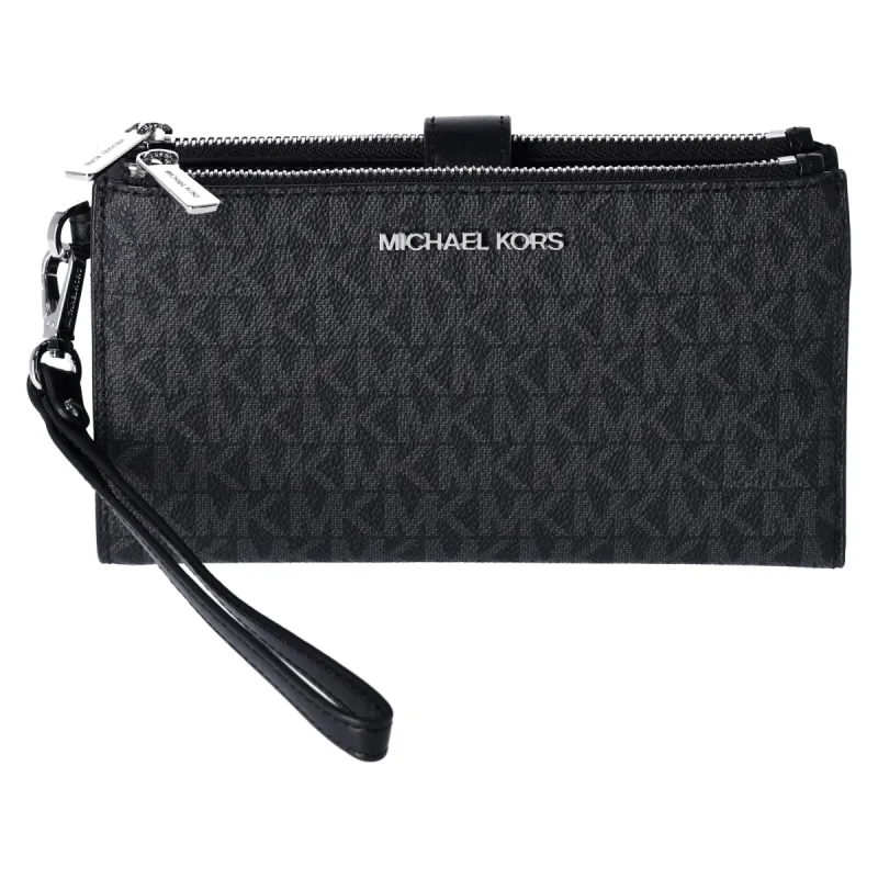 Michael Kors Jet Set Double Zip Wristlet Phone Wallet Black sold by Gaby's Bags