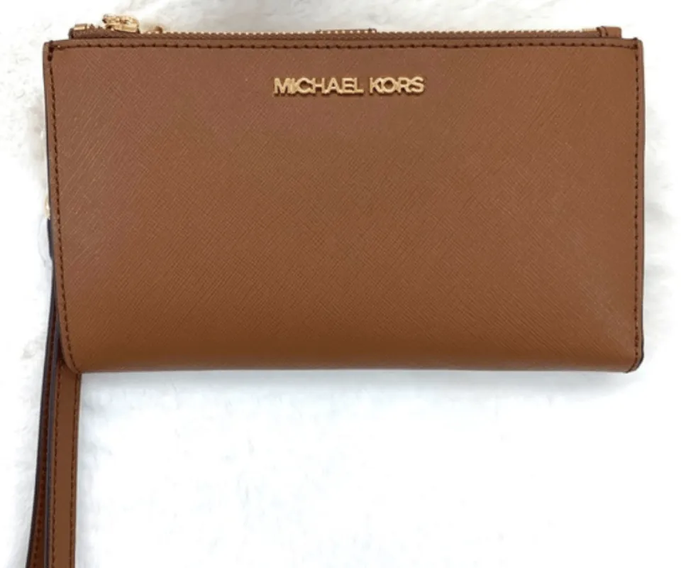 Michael Kors JetSet DoubleZip WristletLeather PhoneWallet LuggageBrown sold by Gaby's Bags