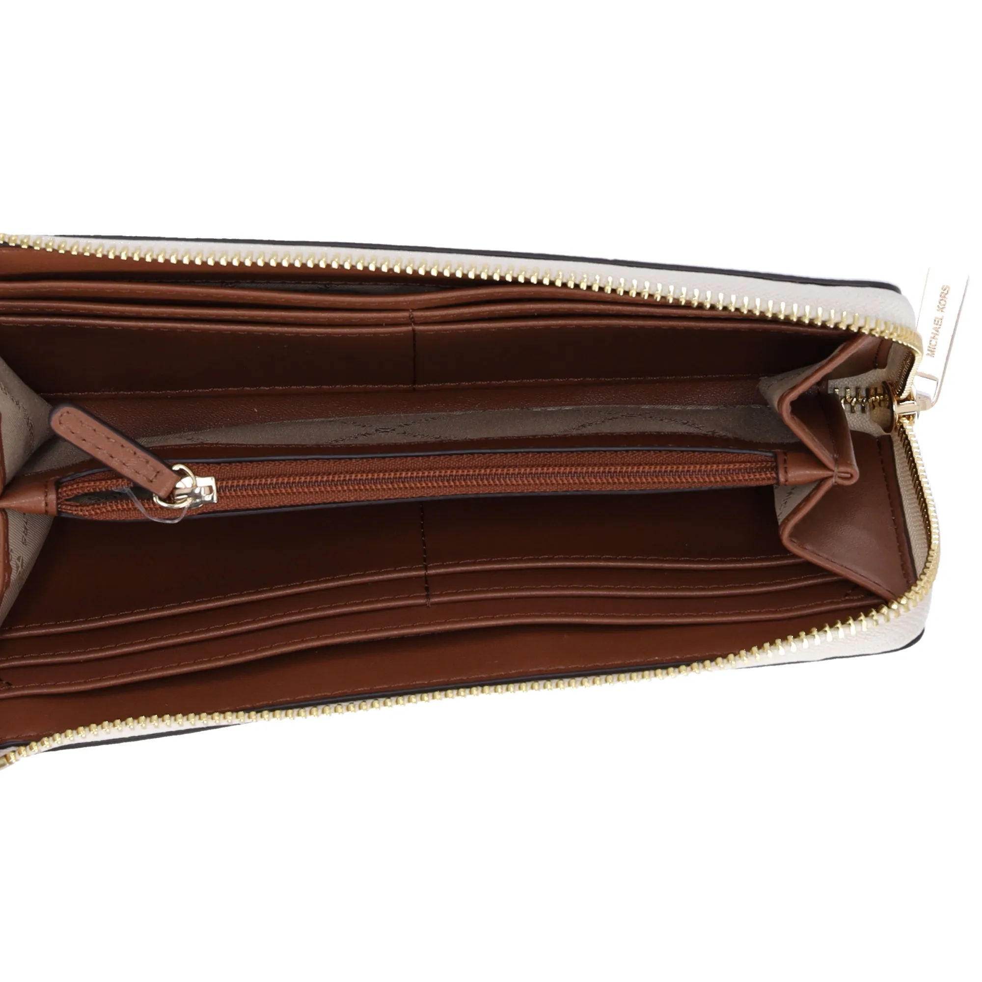 Michael Kors Jet Set Travel Large Logo Quarter Zip wallet Vanilla MK Siganture sold by Gaby's Bags product image thumbnail 5