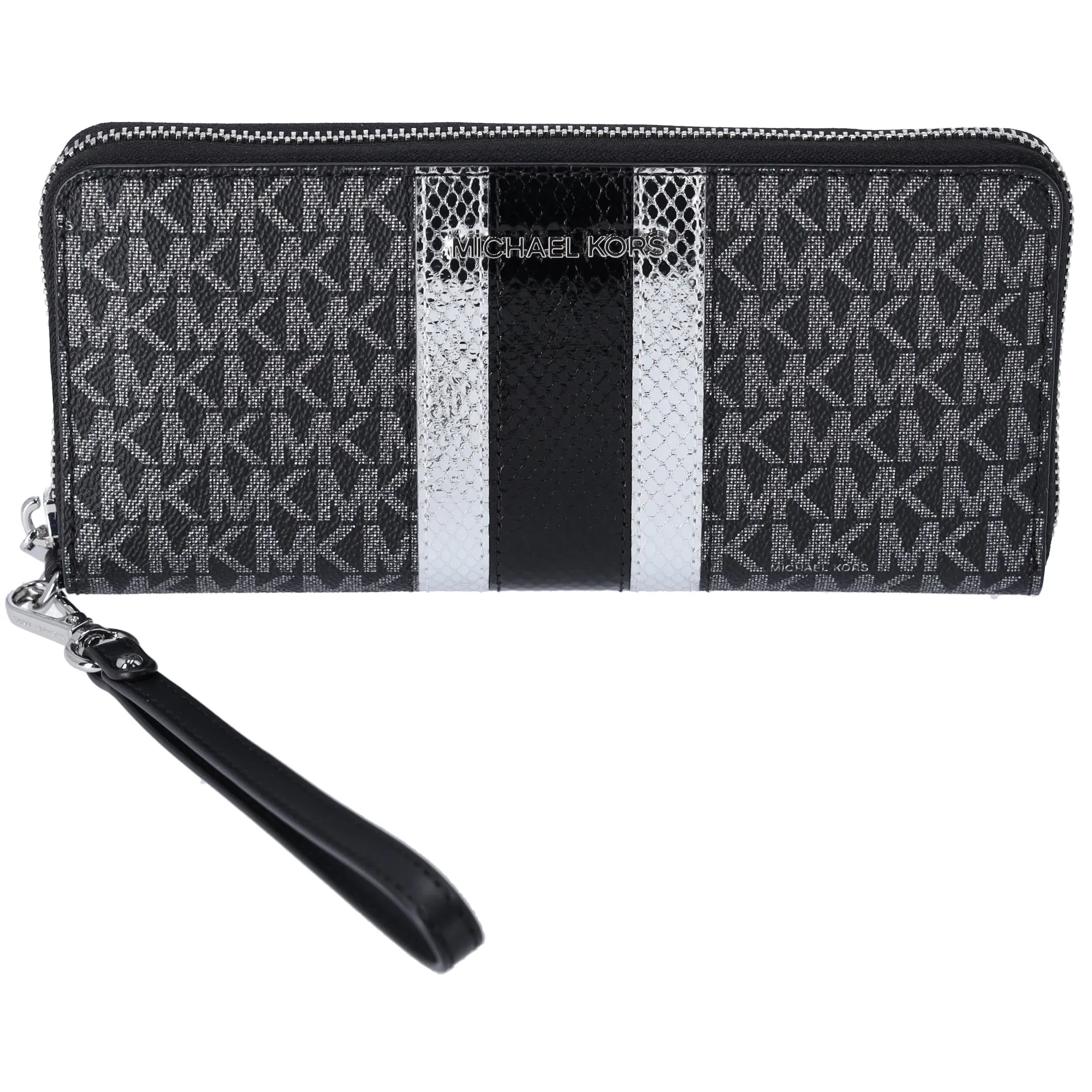 Michael Kors Jet Set Large Continental Wallet MK Center Stripe Black Multi sold by Gaby's Bags