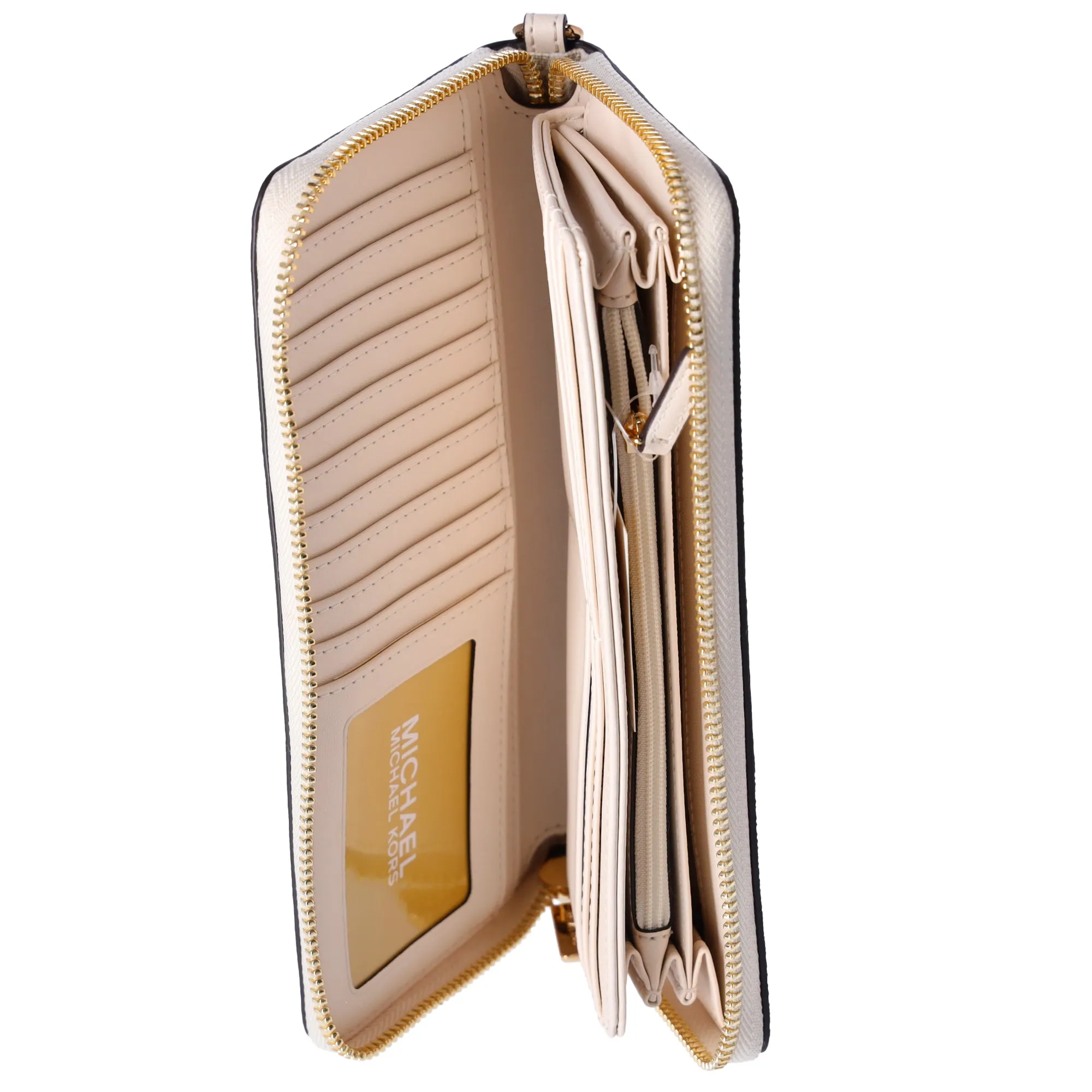 Michael Kors Jet Set Large Continental Wristlet Center Stripe MK Pale Gold sold by Gaby's Bags product image thumbnail 4
