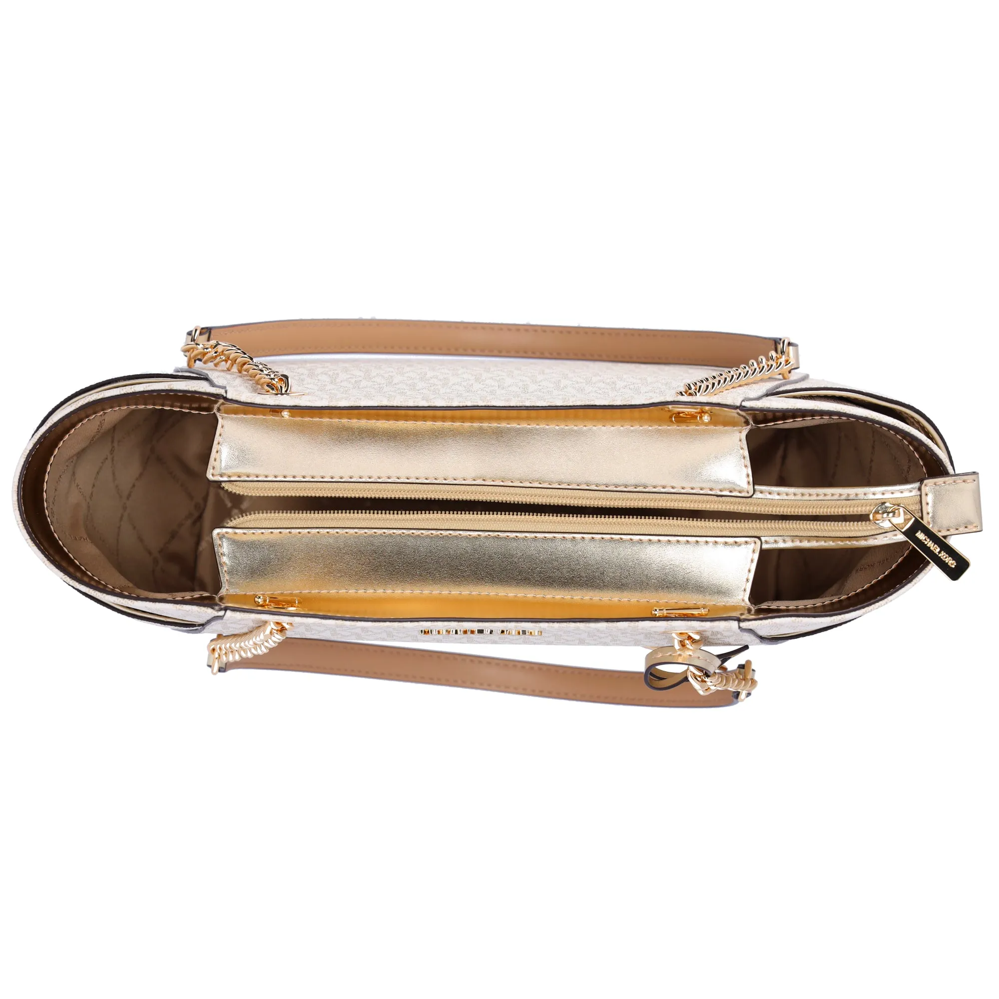 Michael Kors Jet Set Travel Large Chain Shoulder Tote Pale Gold MK Signature sold by Gaby's Bags product image thumbnail 4