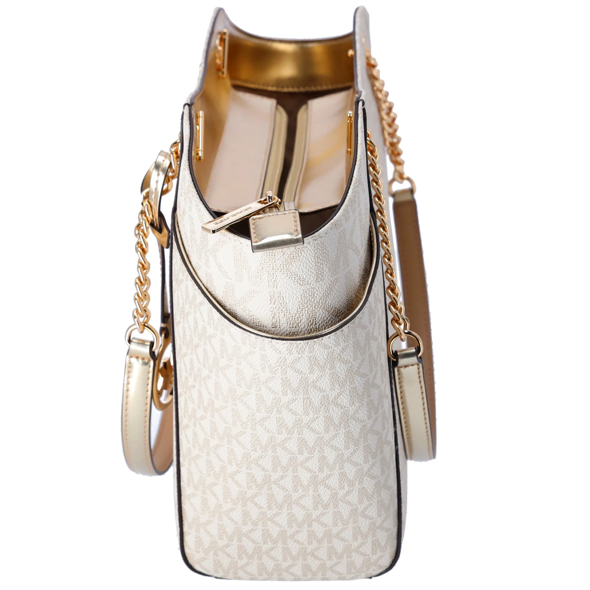 Michael Kors Jet Set Travel Large Chain Shoulder Tote Pale Gold MK Signature sold by Gaby's Bags product image thumbnail 2