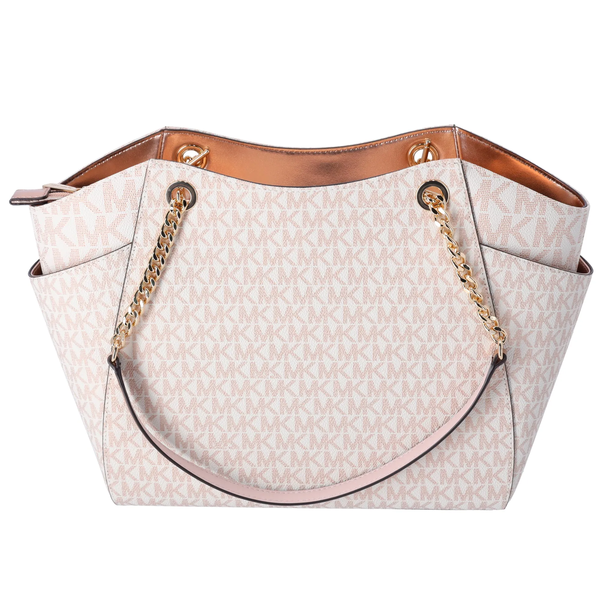 Michael Kors Jet Set Travel Large Chain Shoulder Tote Rose Gold MK Signature sold by Gaby's Bags product image thumbnail 3