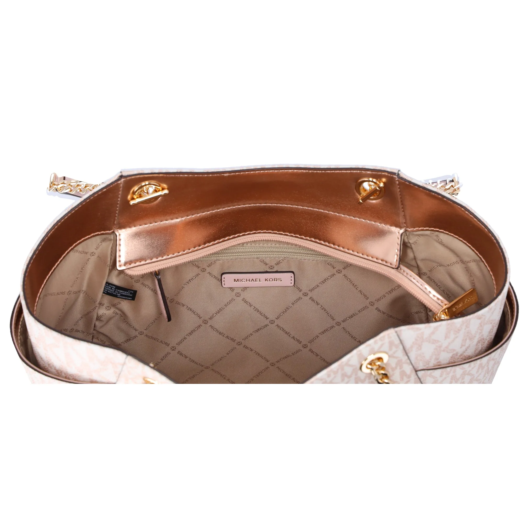 Michael Kors Jet Set Travel Large Chain Shoulder Tote Rose Gold MK Signature sold by Gaby's Bags product image thumbnail 5