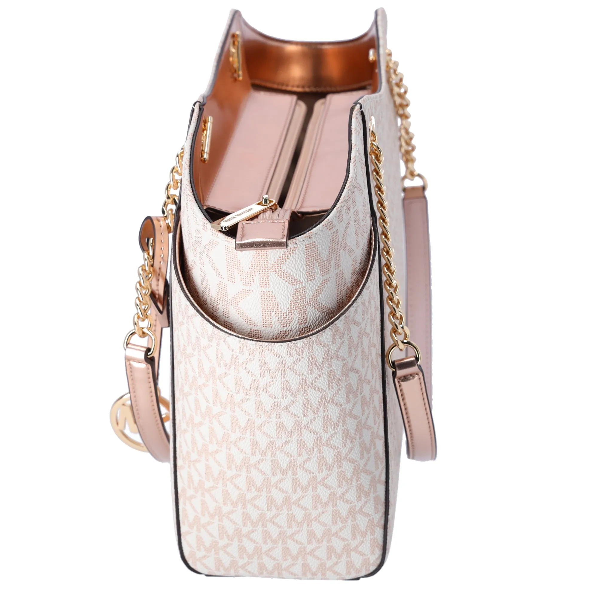 Michael Kors Jet Set Travel Large Chain Shoulder Tote Rose Gold MK Signature sold by Gaby's Bags product image thumbnail 2