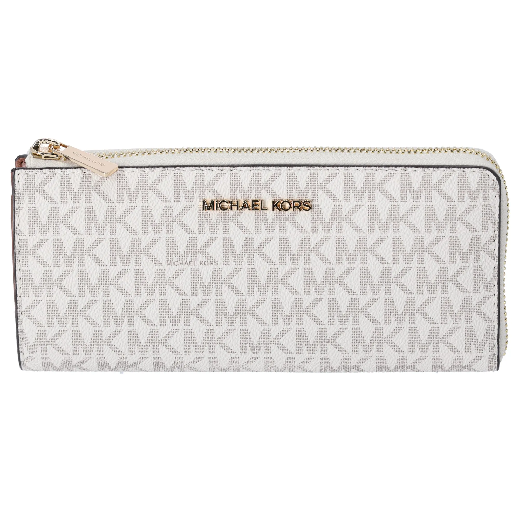 Michael Kors Jet Set Travel Large Logo Quarter Zip wallet Vanilla MK Signature sold by Gaby's Bags
