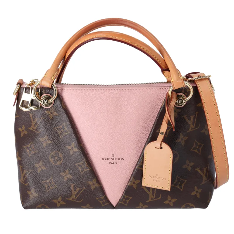 Louis Vuitton V Tote BB Monogram Tote Bag M43967 Rose Poudre Brown Pink sold by Gaby's Bags
