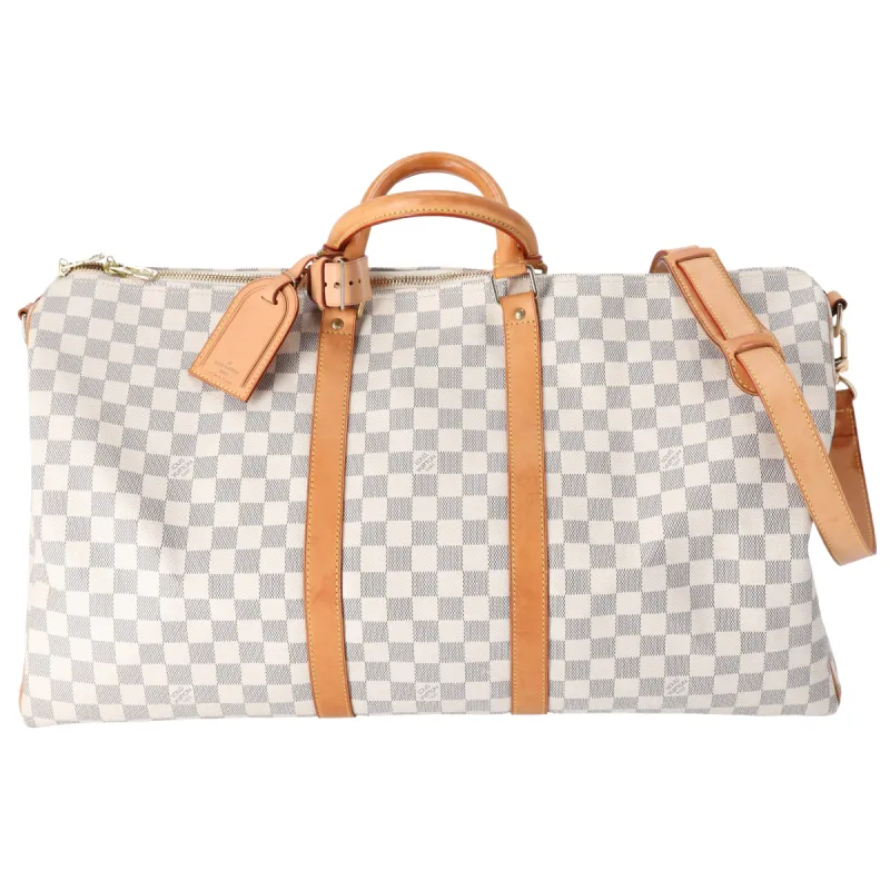 Louis Vuitton Keepall Bandouliere 55 Damier Boston Bag N41429 Azur Damier sold by Gaby's Bags
