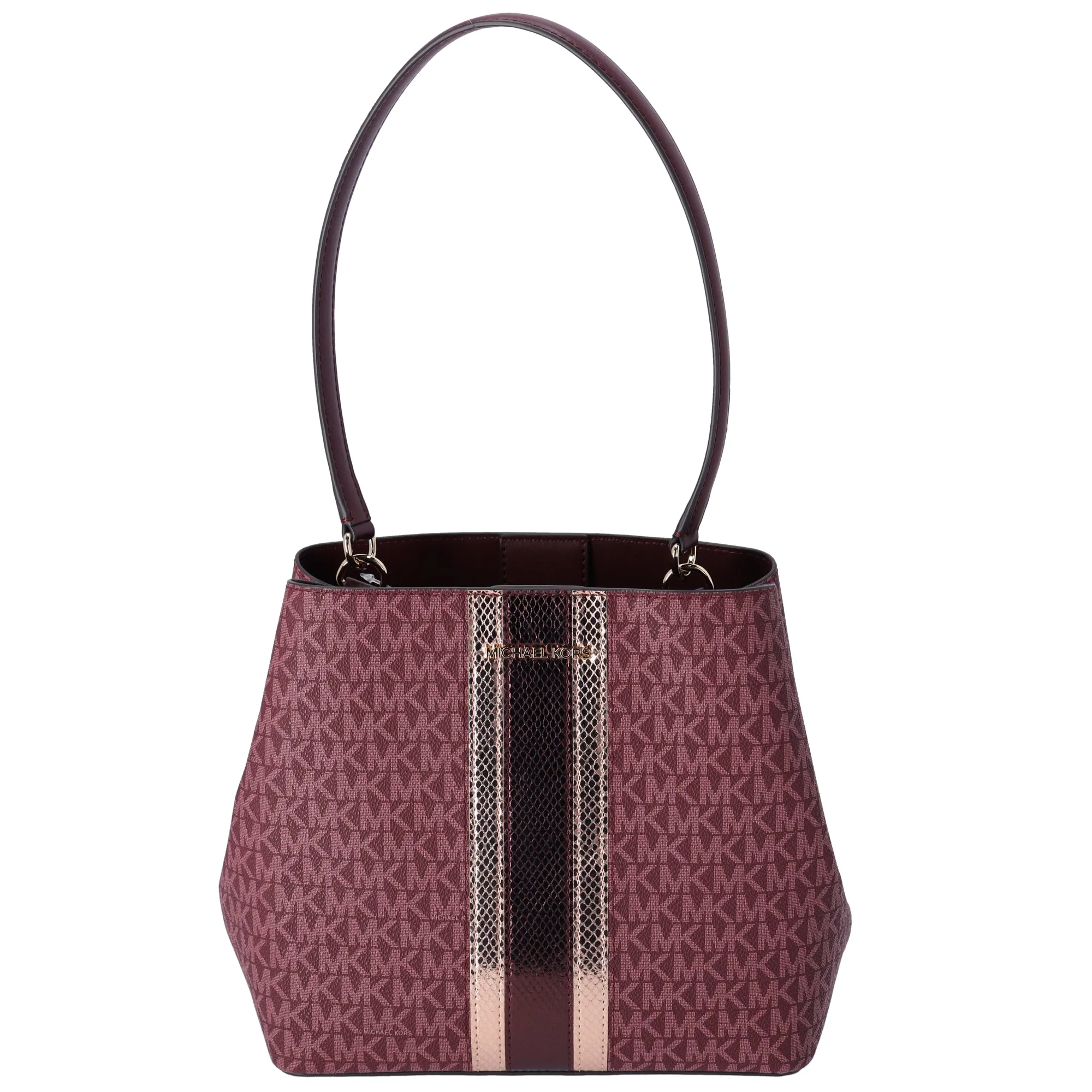 Michael Kors Pratt Medium MK Logo Bucket Shoulder Bag Oxblood Multi Metallic sold by Gaby's Bags product image thumbnail 5