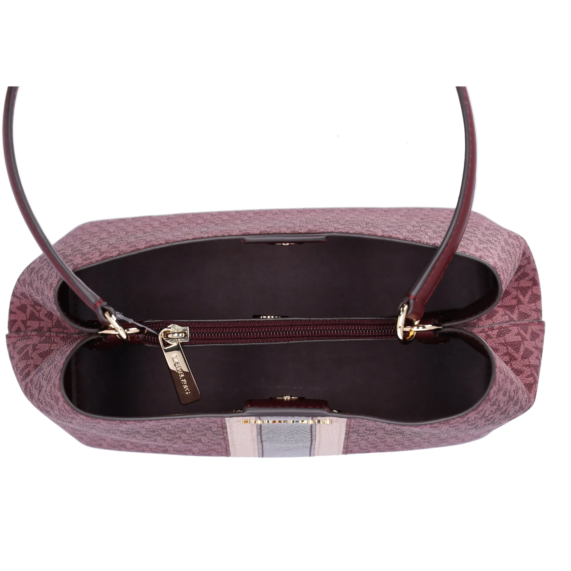 Michael Kors Pratt Medium MK Logo Bucket Shoulder Bag Oxblood Multi Metallic sold by Gaby's Bags product image thumbnail 4