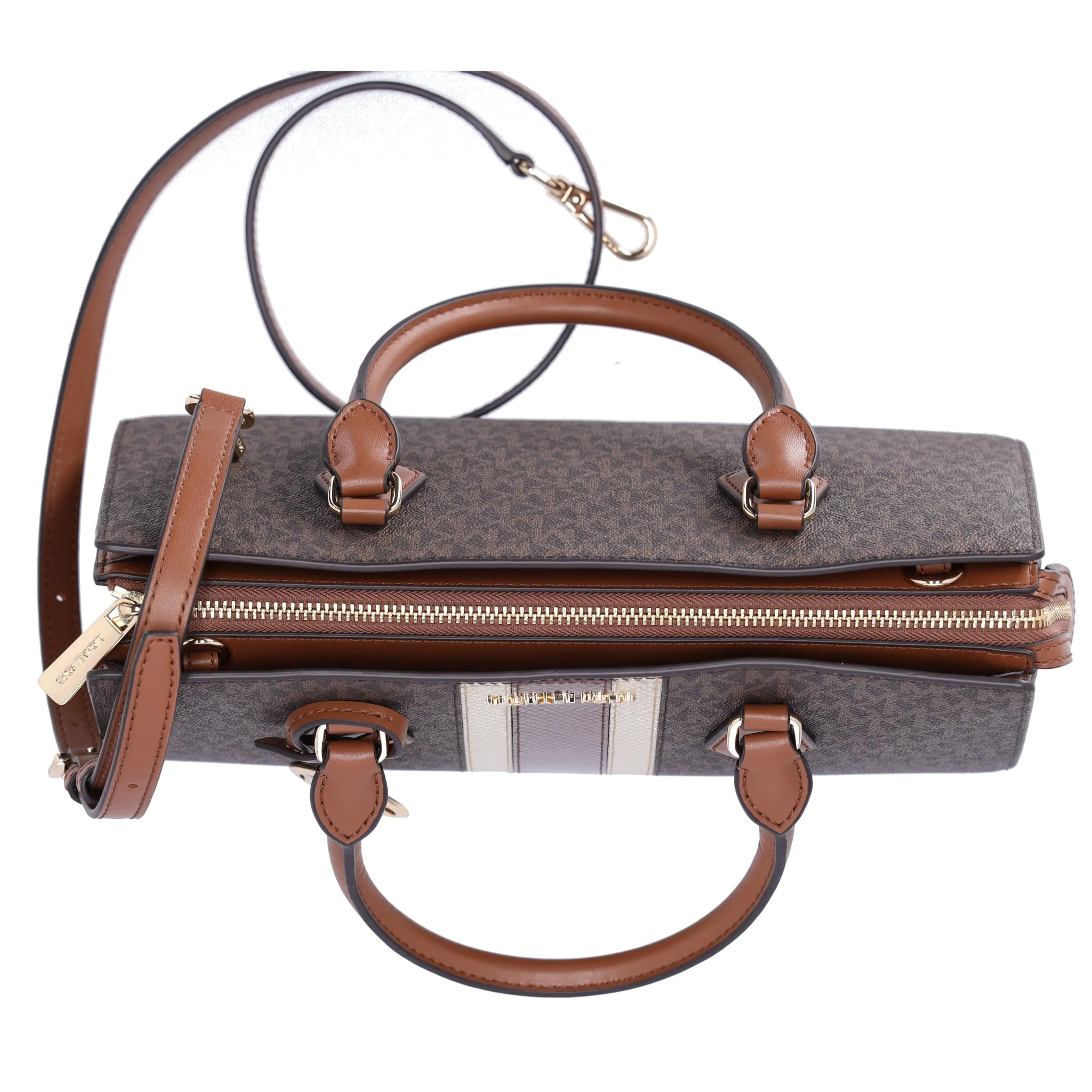 Michael Kors Sheila Medium Signature Logo and Metallic Satchel Brown Gold sold by Gaby's Bags product image thumbnail 4