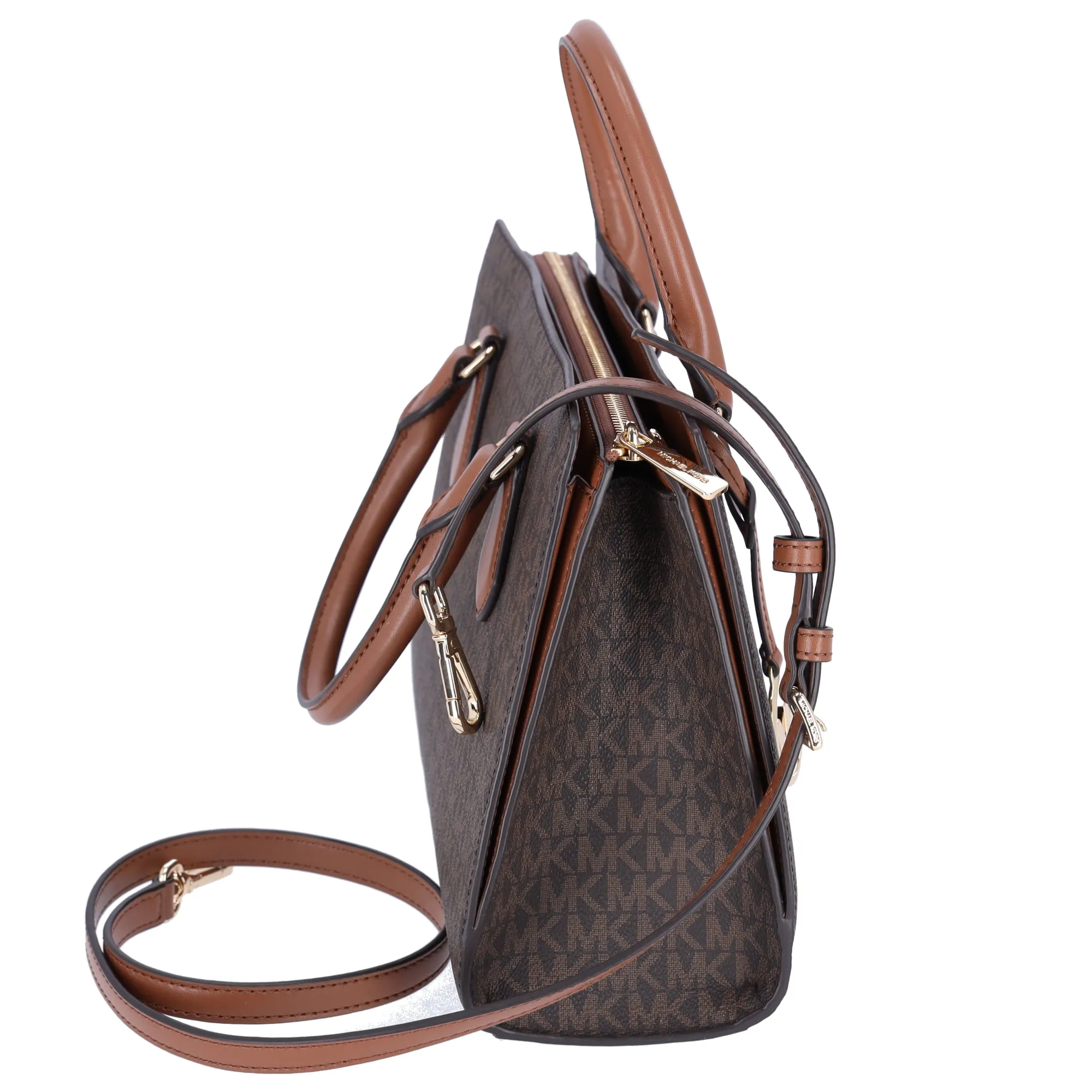 Michael Kors Sheila Medium Signature MK Metallic Satchel Brown Gold + Wallet sold by Gaby's Bags product image thumbnail 3
