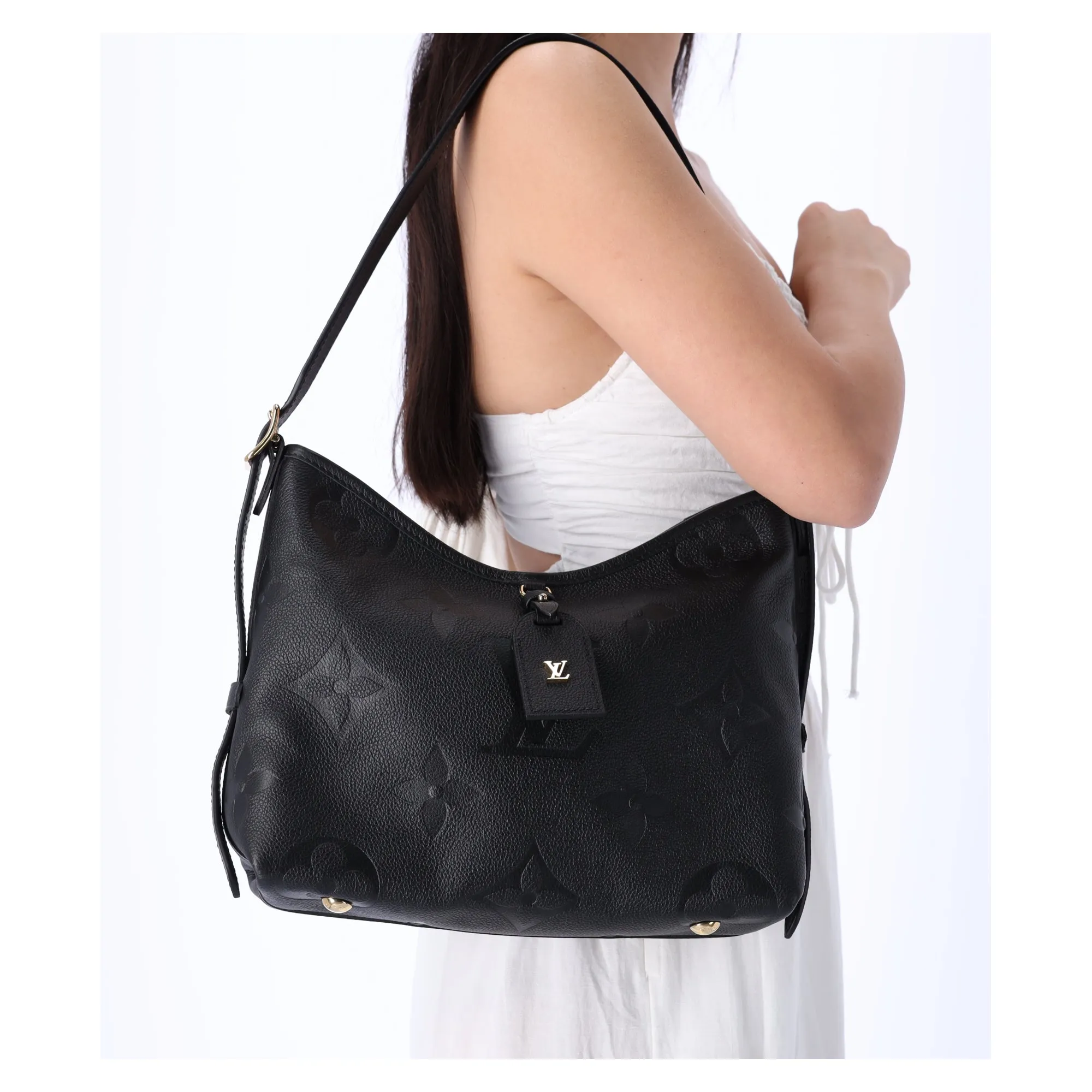 Louis Vuitton Carryall Zip NM PM Hobo M46288 Noir Monogram Empreinte + Pouch sold by Gaby's Bags product image thumbnail 2