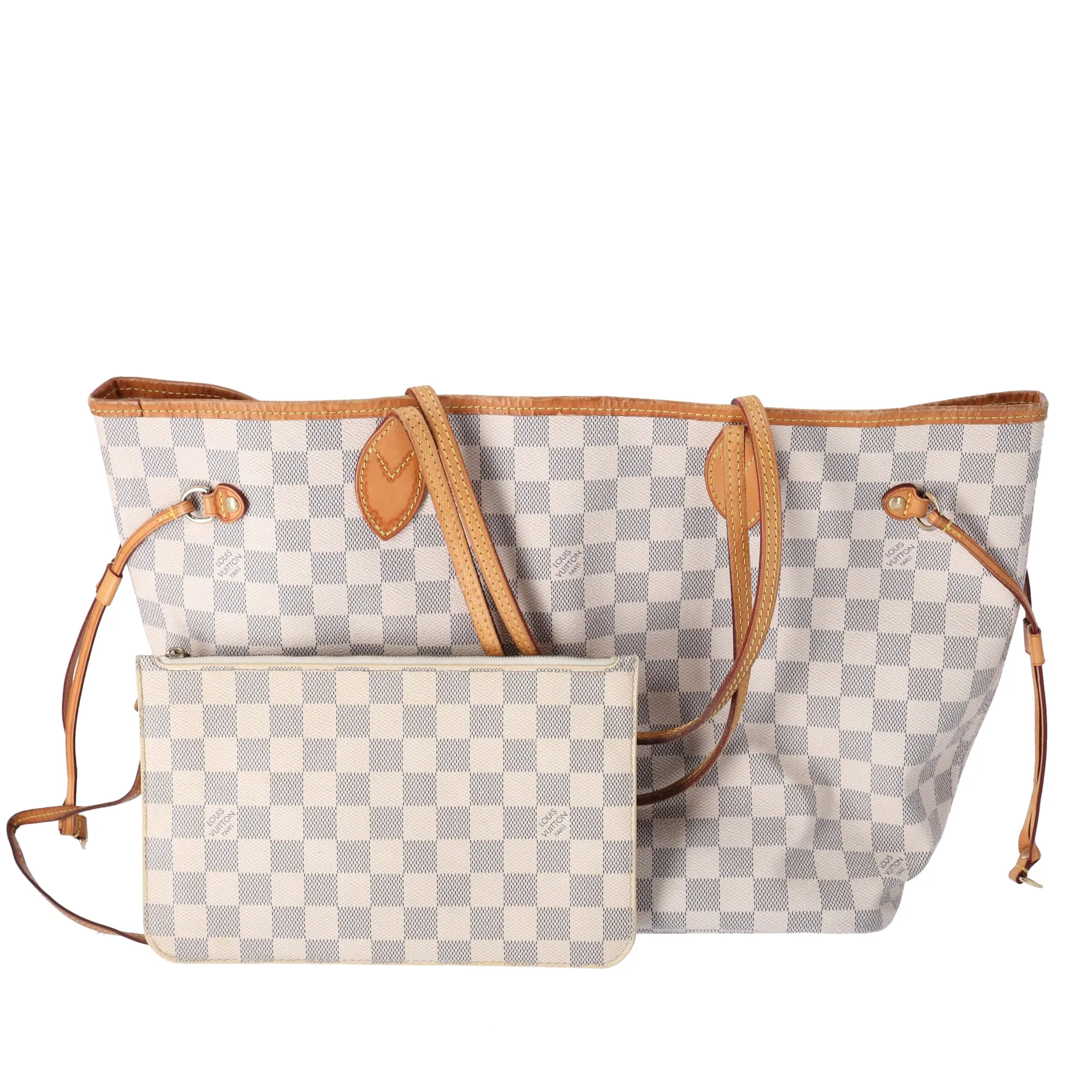 Louis Vuitton Neverfull MM Damier Tote Bag N41361 Azur Damier Canvas + Pouch sold by Gaby's Bags product image thumbnail 4