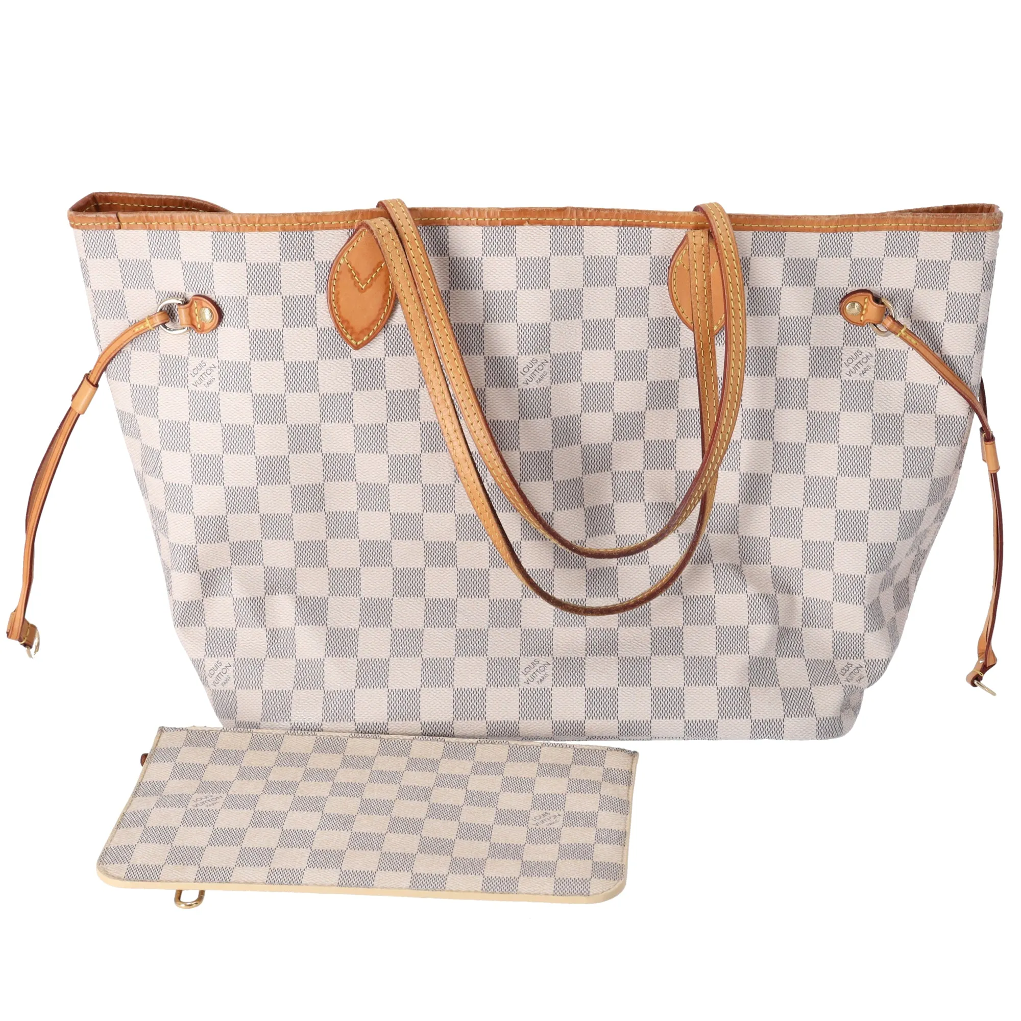 Louis Vuitton Neverfull MM Damier Tote Bag N41361 Azur Damier Canvas + Pouch sold by Gaby's Bags
