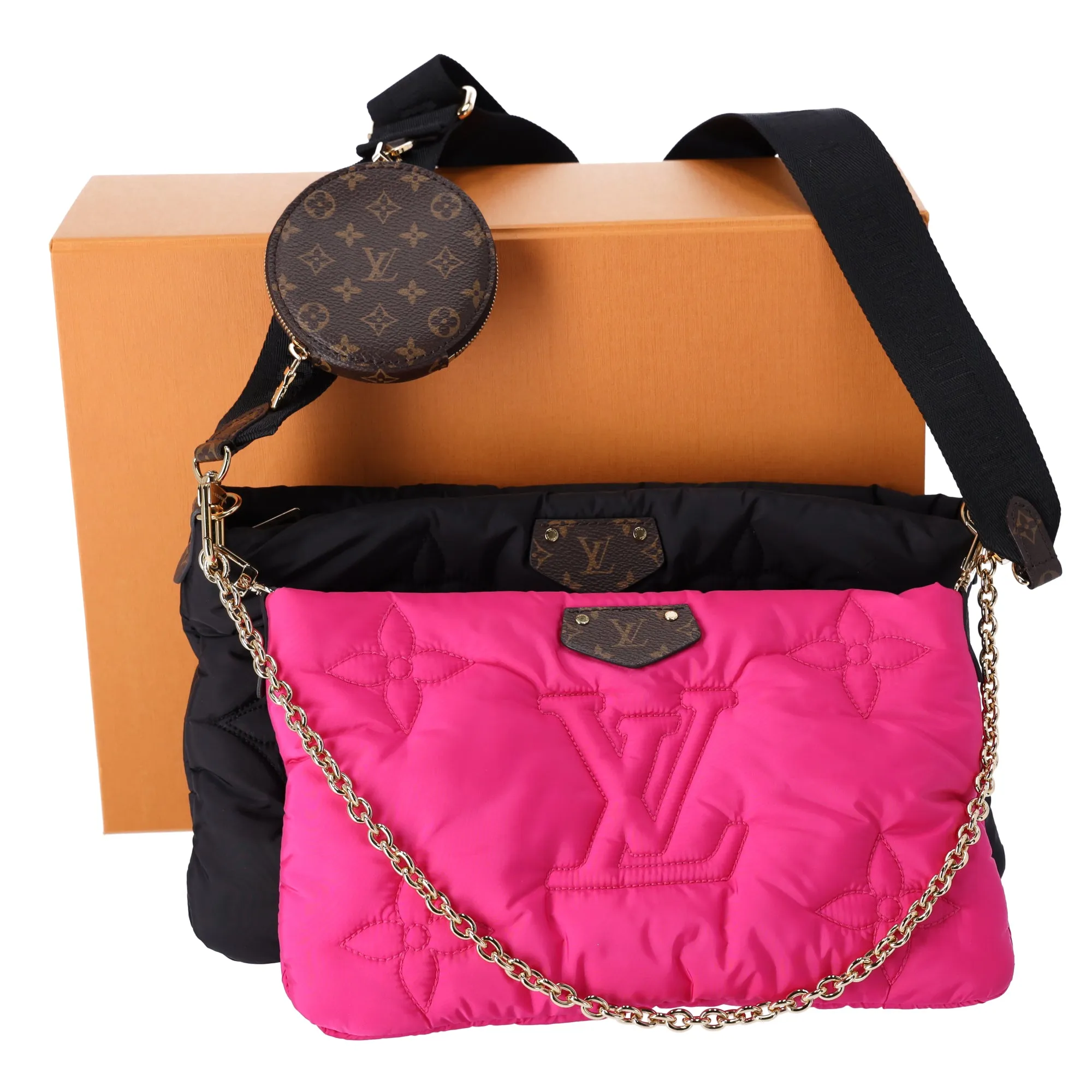 Louis Vuitton Maxi Multi Pochette Accessoires Pillow Shoulder Bag Black Pink sold by Gaby's Bags