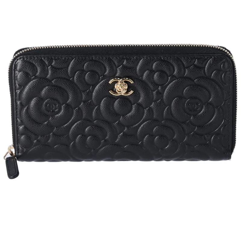CHANEL Camellia Long Wallet Black Caviar Leather sold by Gaby's Bags